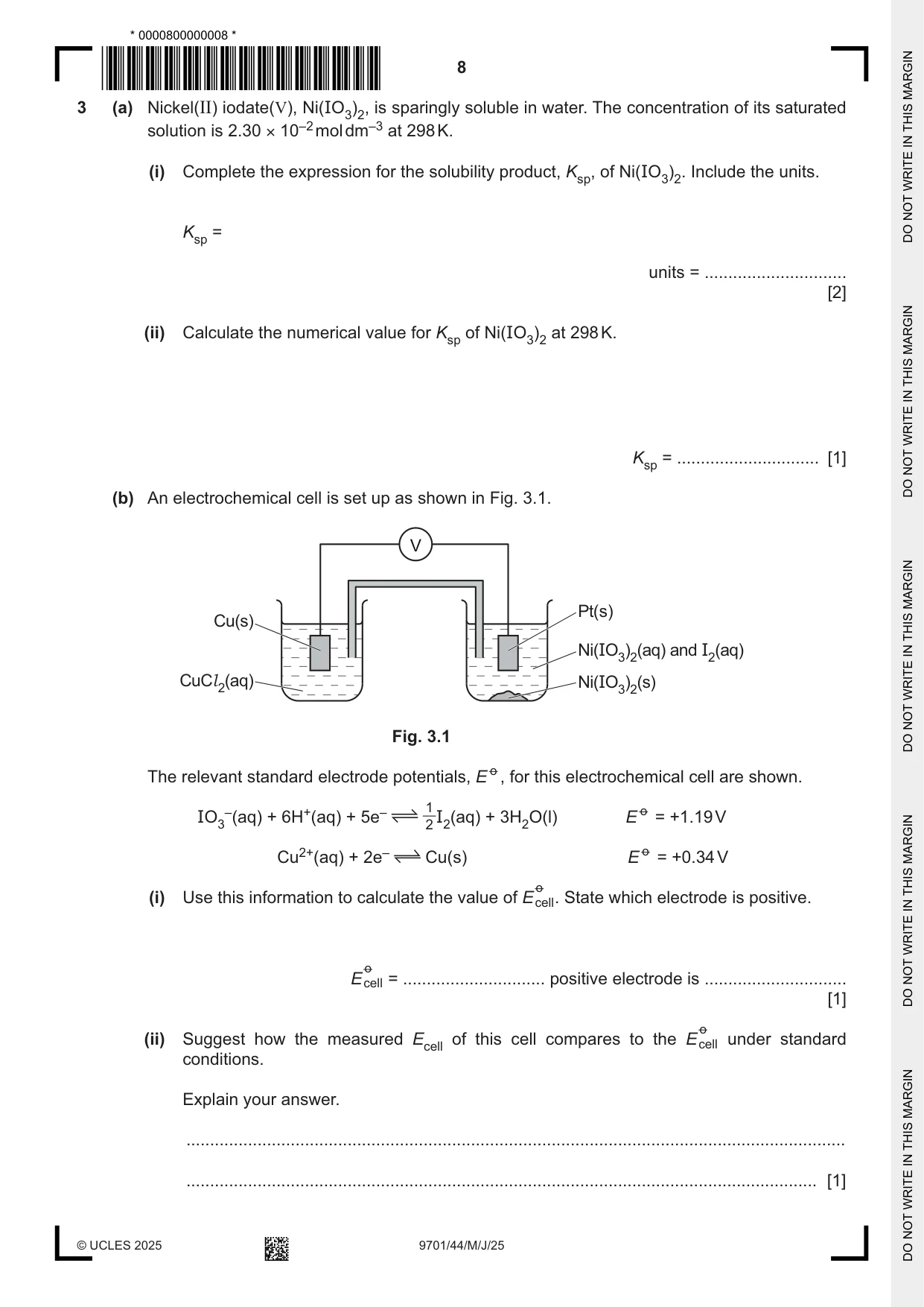Cambridge A Level Chemistry 9701 2025 May/June Paper 4 · Variant 4 question paper, page 8 of 24