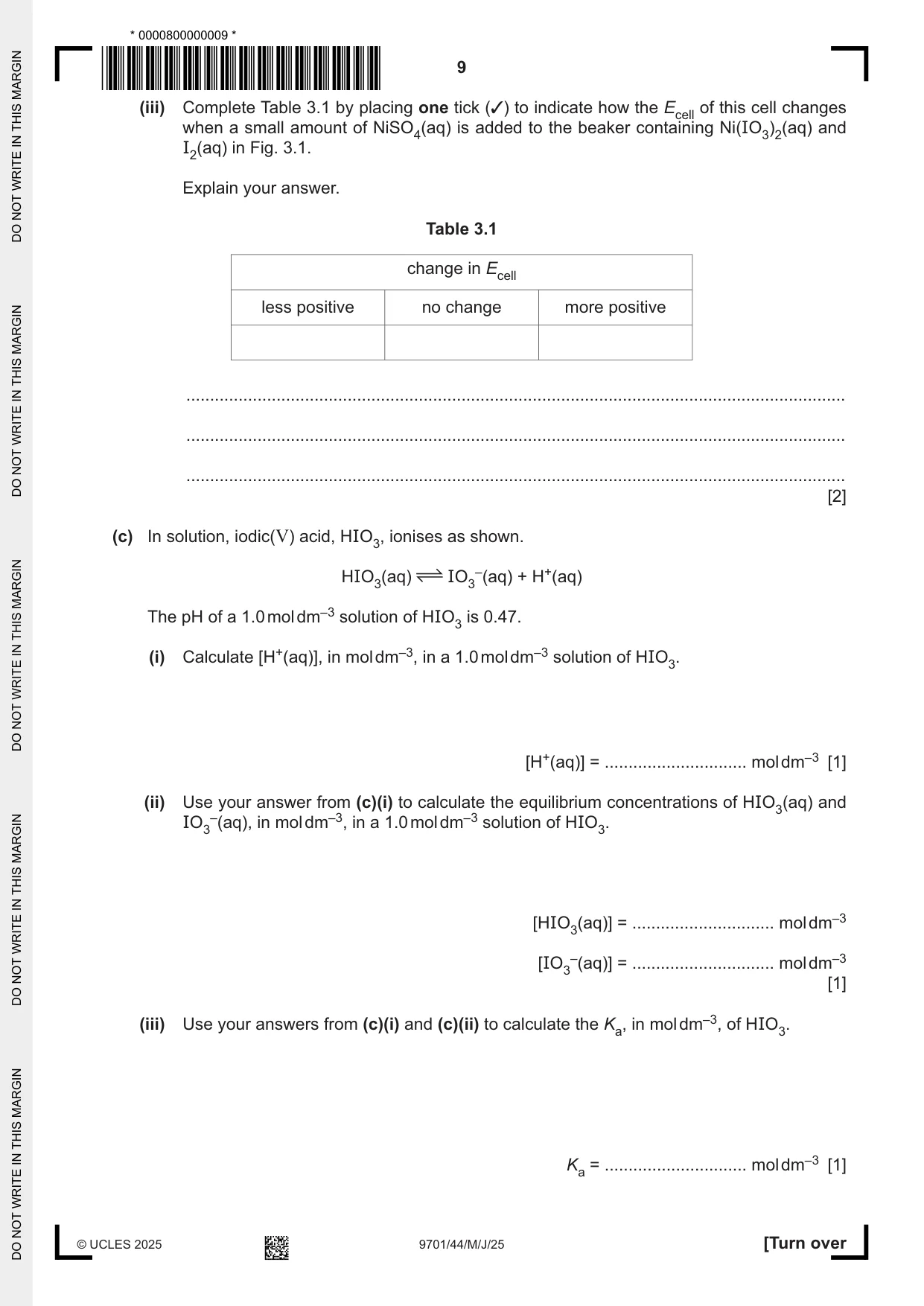 Cambridge A Level Chemistry 9701 2025 May/June Paper 4 · Variant 4 question paper, page 9 of 24
