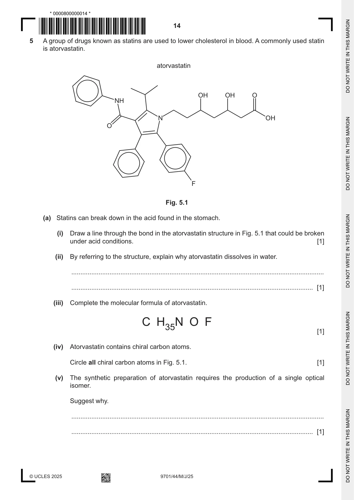 Cambridge A Level Chemistry 9701 2025 May/June Paper 4 · Variant 4 question paper, page 14 of 24