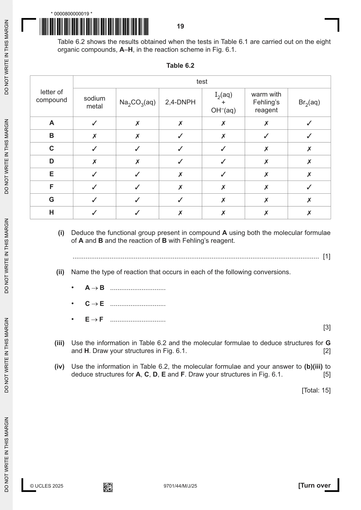 Cambridge A Level Chemistry 9701 2025 May/June Paper 4 · Variant 4 question paper, page 19 of 24