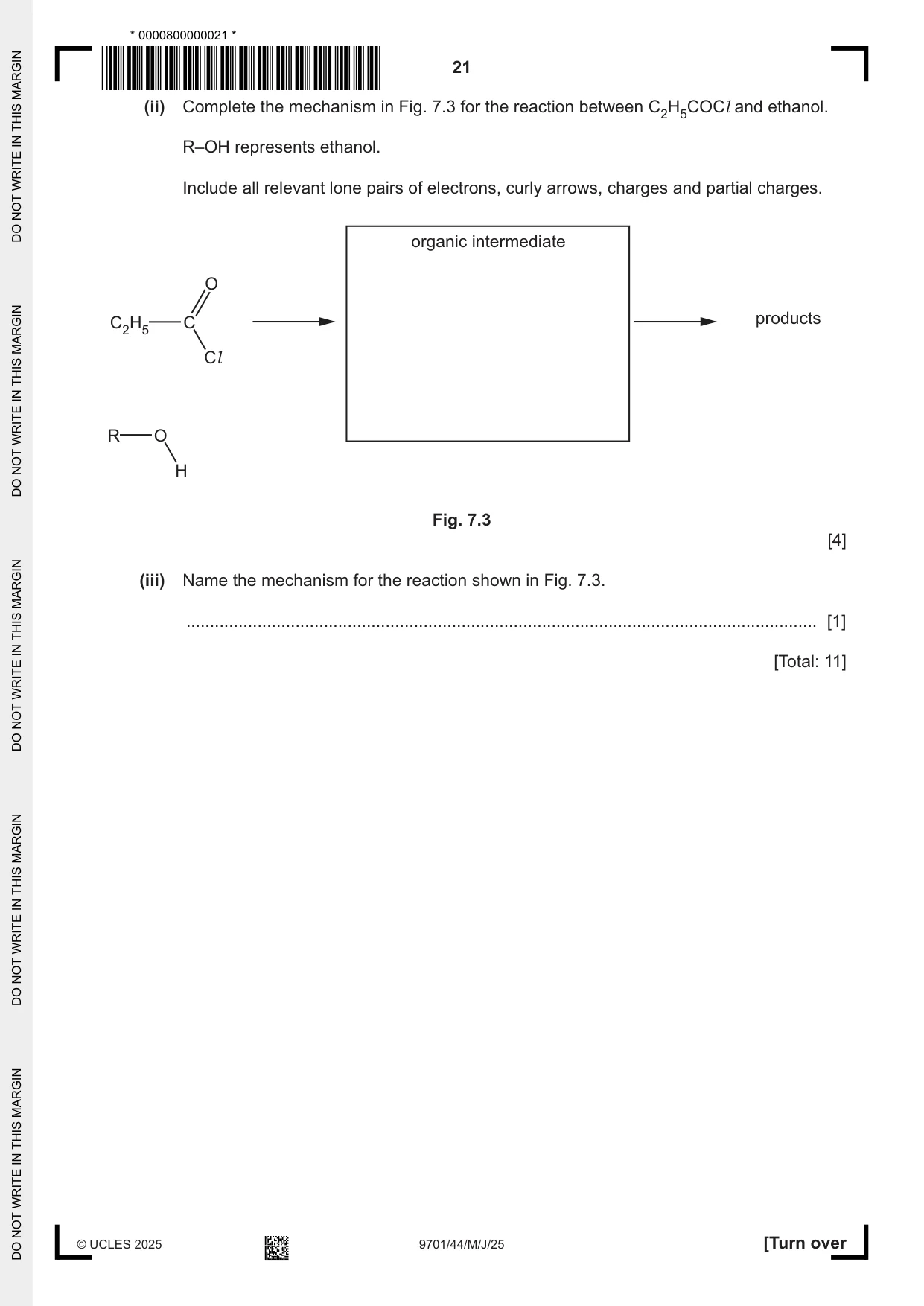 Cambridge A Level Chemistry 9701 2025 May/June Paper 4 · Variant 4 question paper, page 21 of 24
