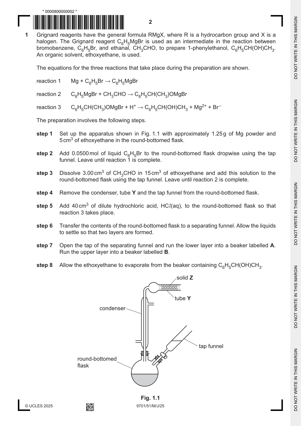 Cambridge A Level Chemistry 9701 2025 May/June Paper 5 · Variant 1 question paper, page 2 of 12