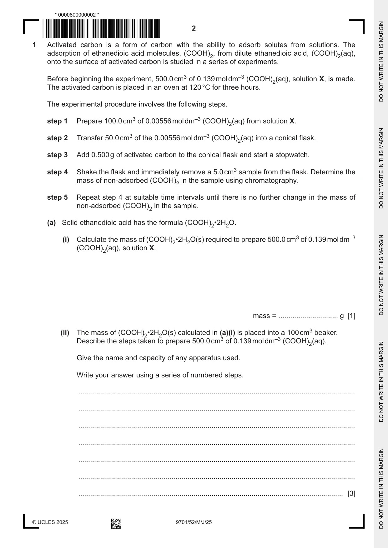 Cambridge A Level Chemistry 9701 2025 May/June Paper 5 · Variant 2 question paper, page 2 of 12