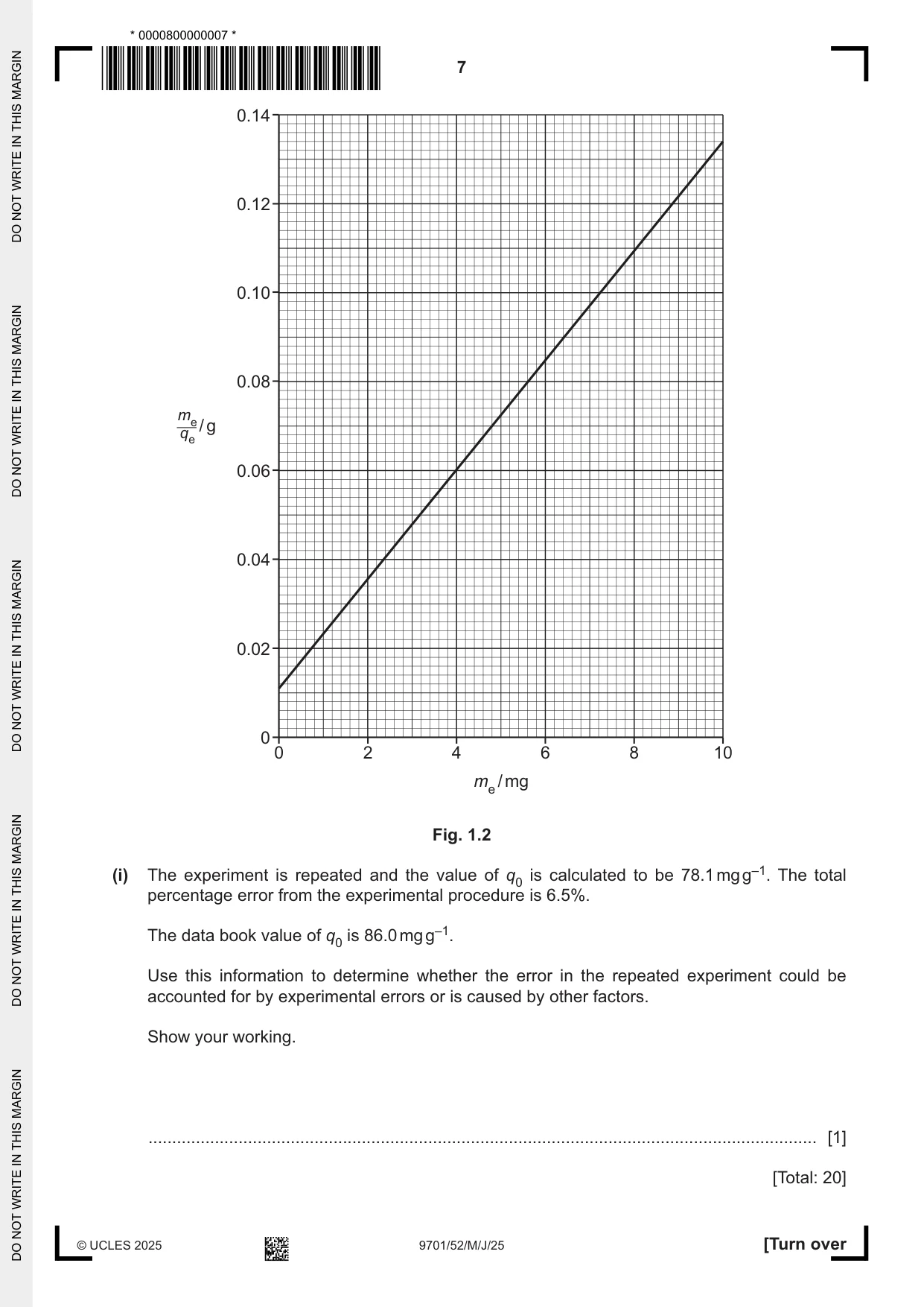 Cambridge A Level Chemistry 9701 2025 May/June Paper 5 · Variant 2 question paper, page 7 of 12