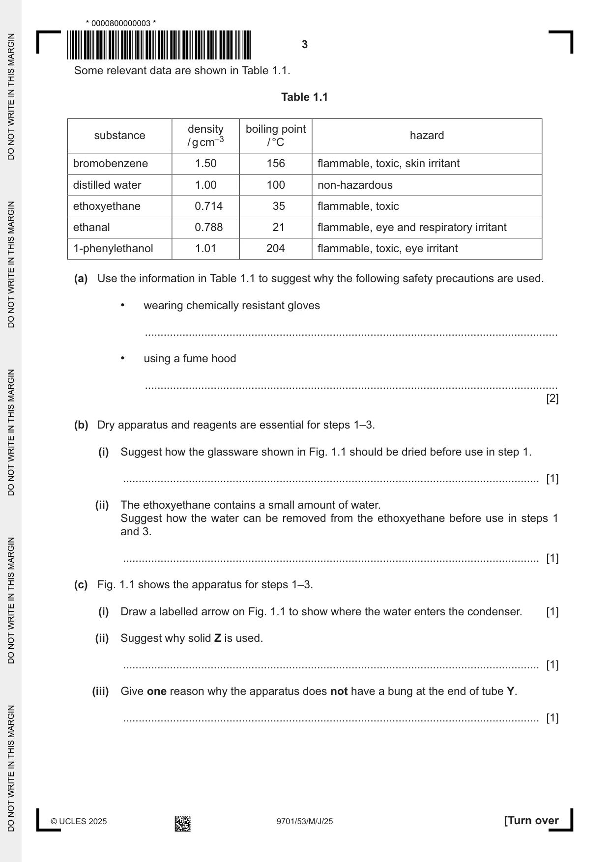 Cambridge A Level Chemistry 9701 2025 May/June Paper 5 · Variant 3 question paper, page 3 of 12