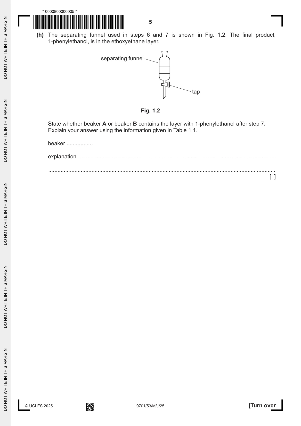 Cambridge A Level Chemistry 9701 2025 May/June Paper 5 · Variant 3 question paper, page 5 of 12