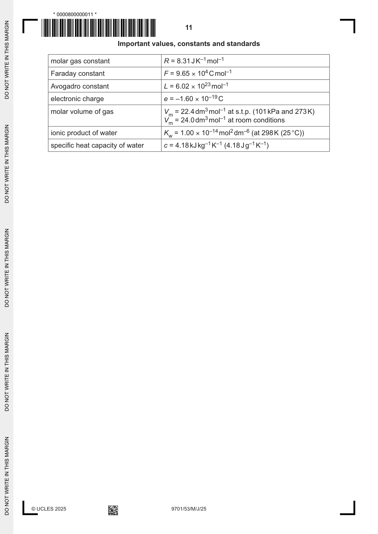 Cambridge A Level Chemistry 9701 2025 May/June Paper 5 · Variant 3 question paper, page 11 of 12