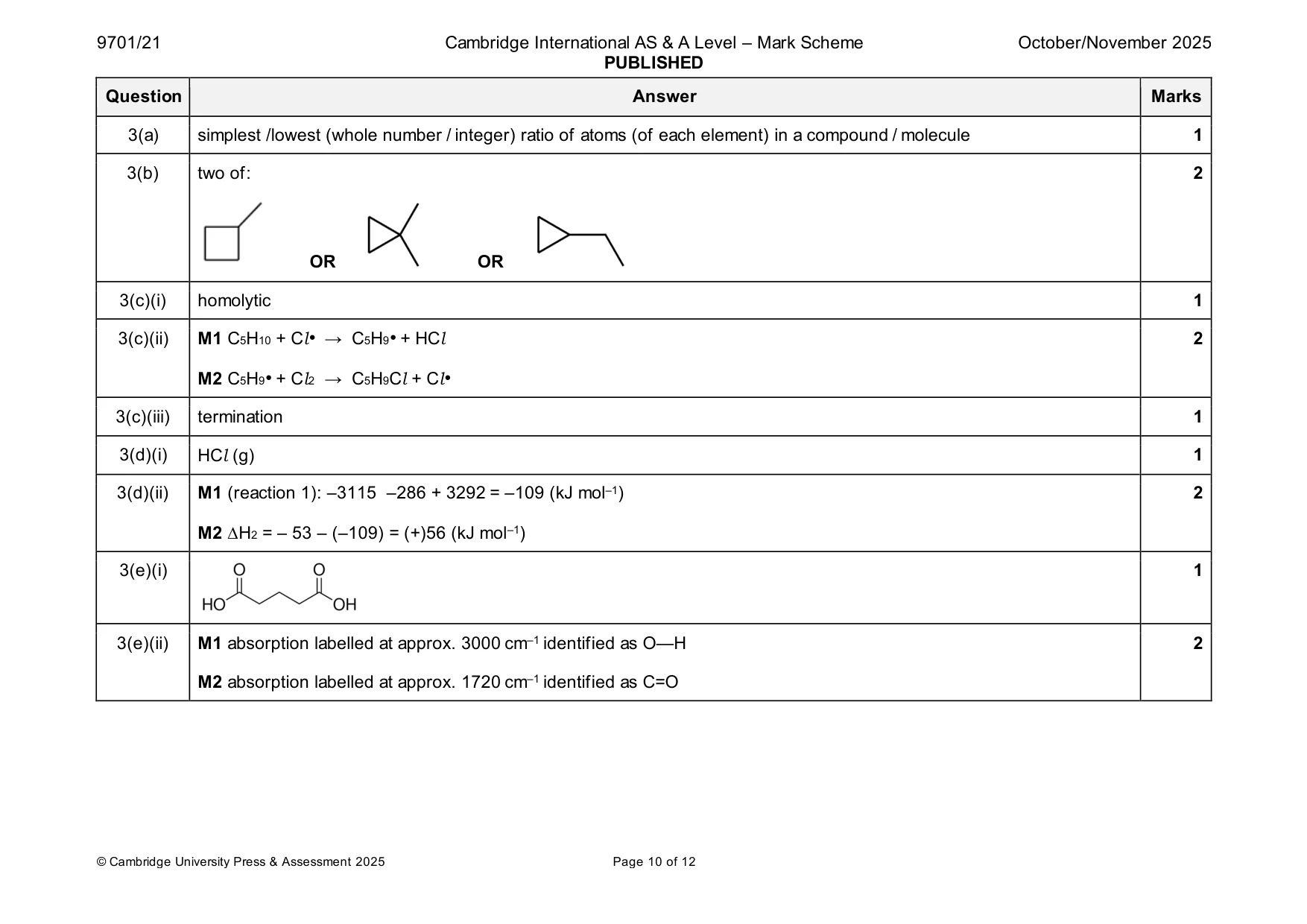 Mark scheme, page 10 of 12