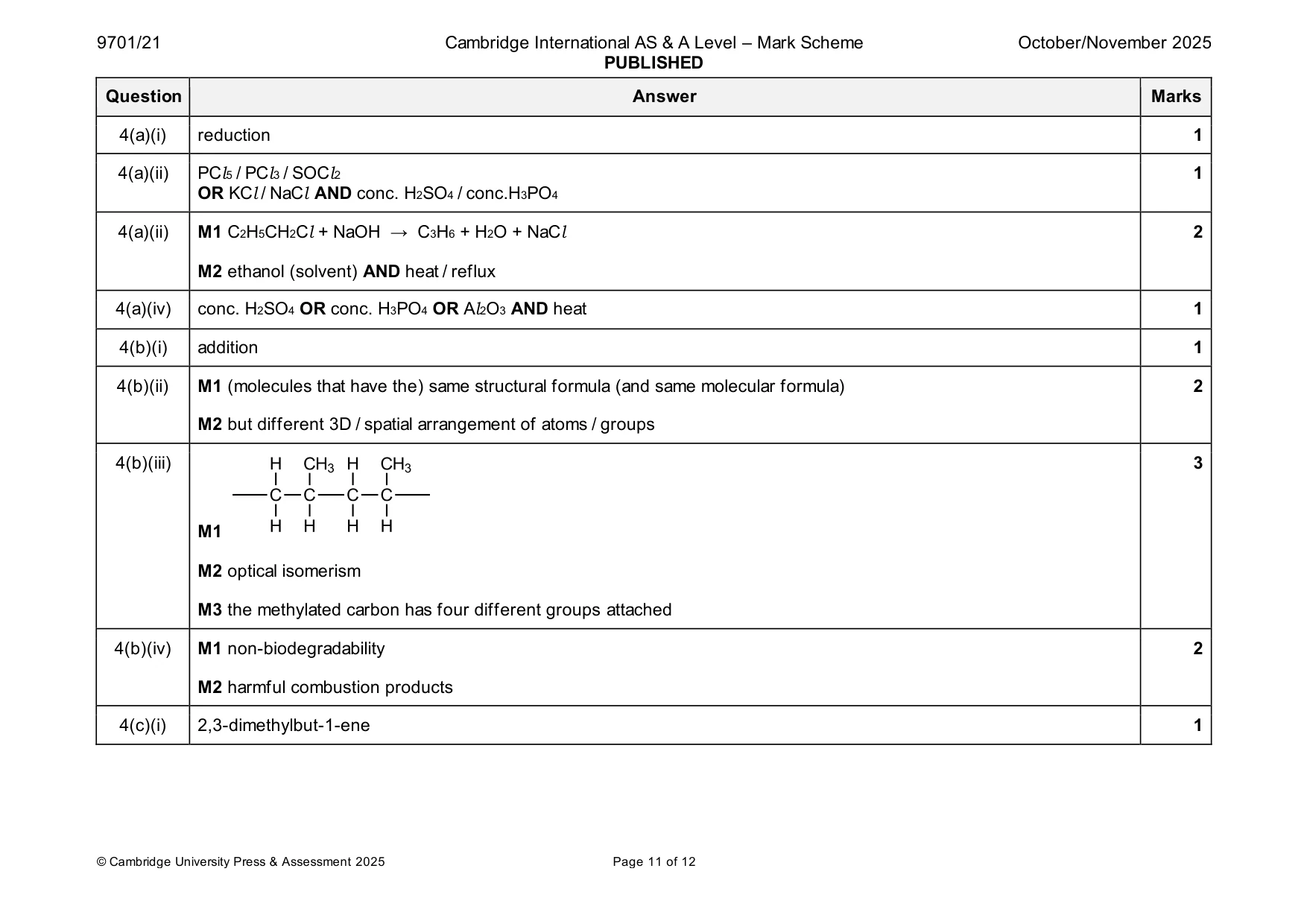 Mark scheme, page 11 of 12