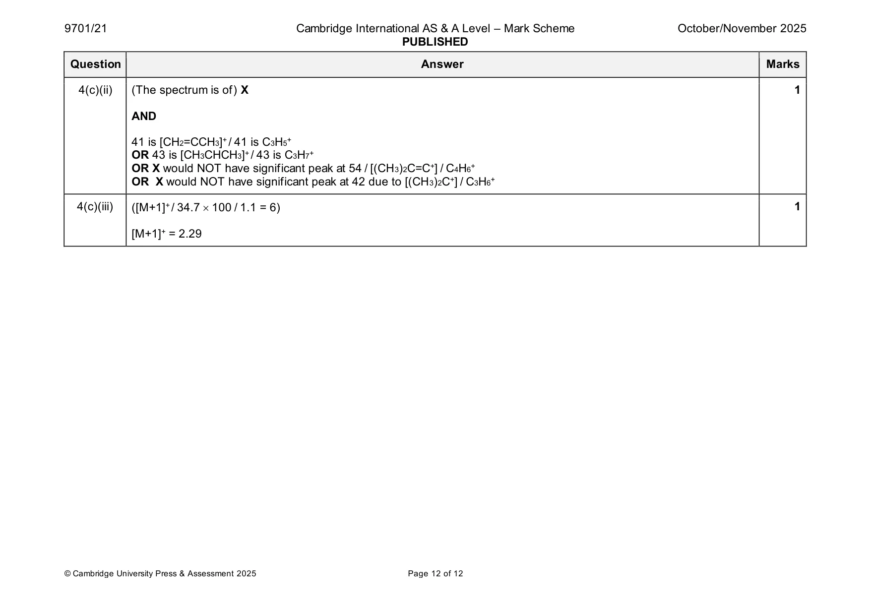 Mark scheme, page 12 of 12