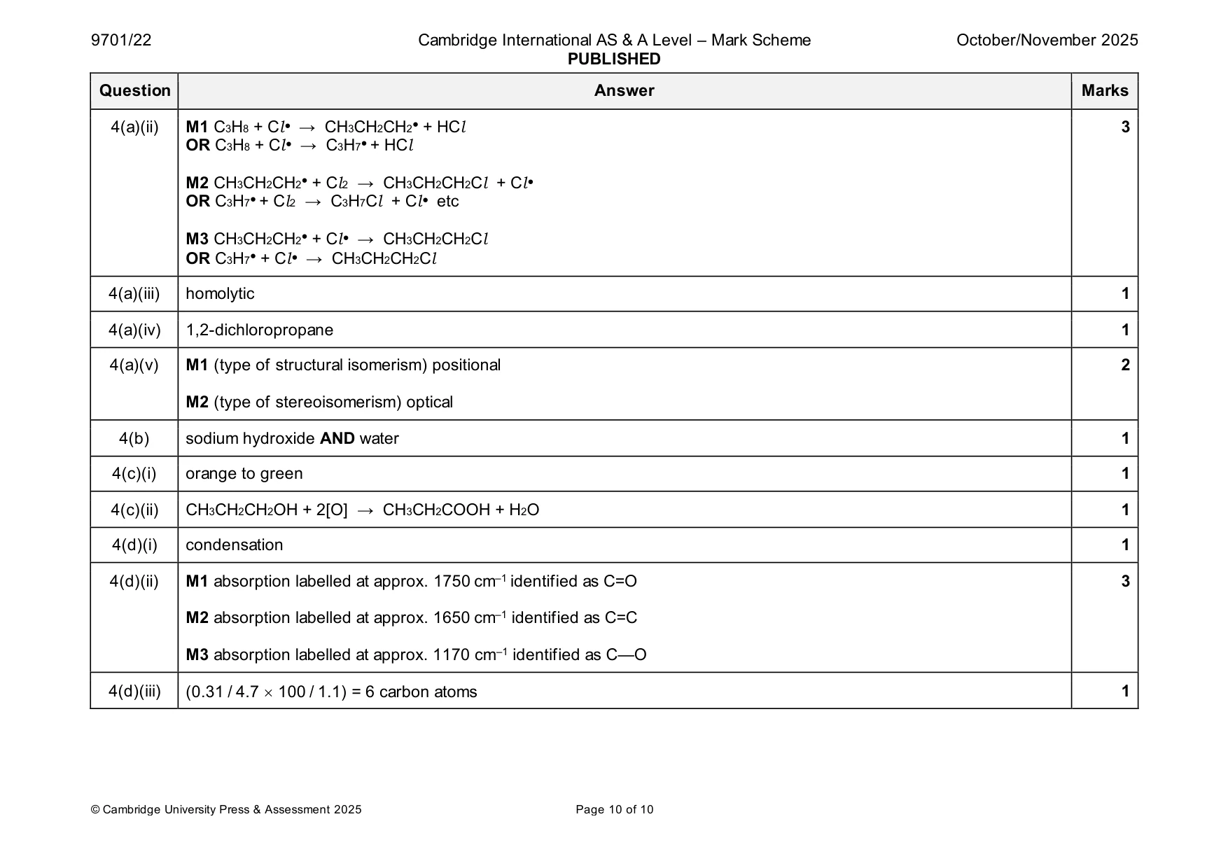 Mark scheme, page 10 of 10