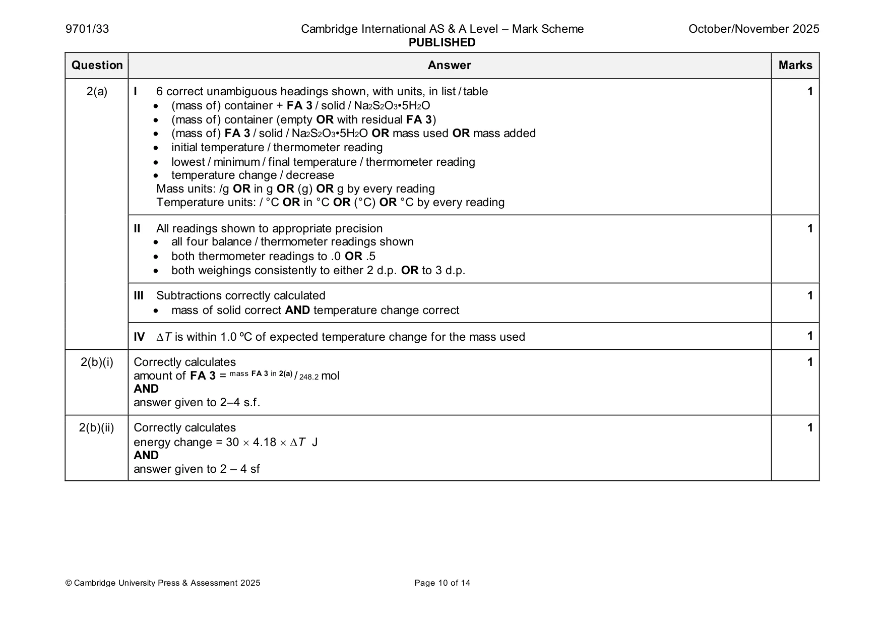 Mark scheme, page 10 of 14