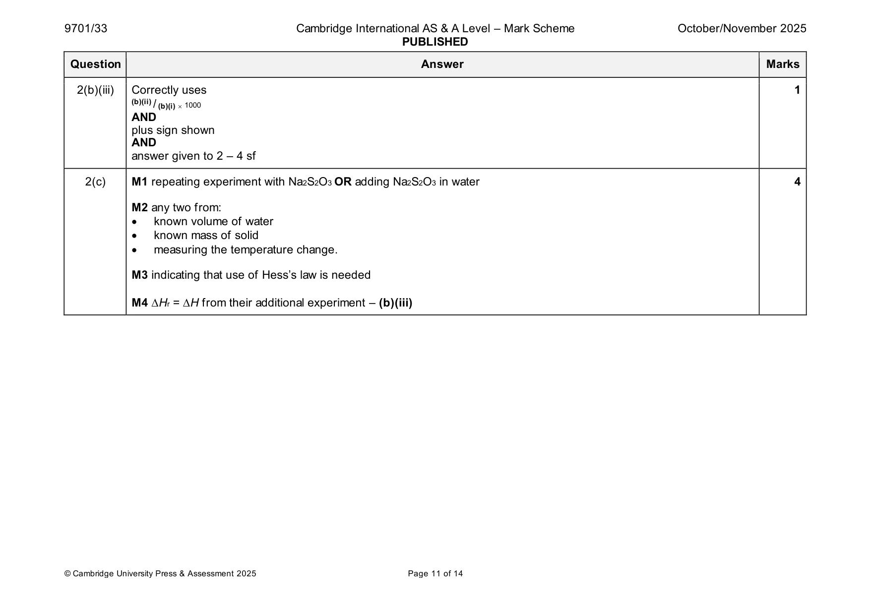 Mark scheme, page 11 of 14
