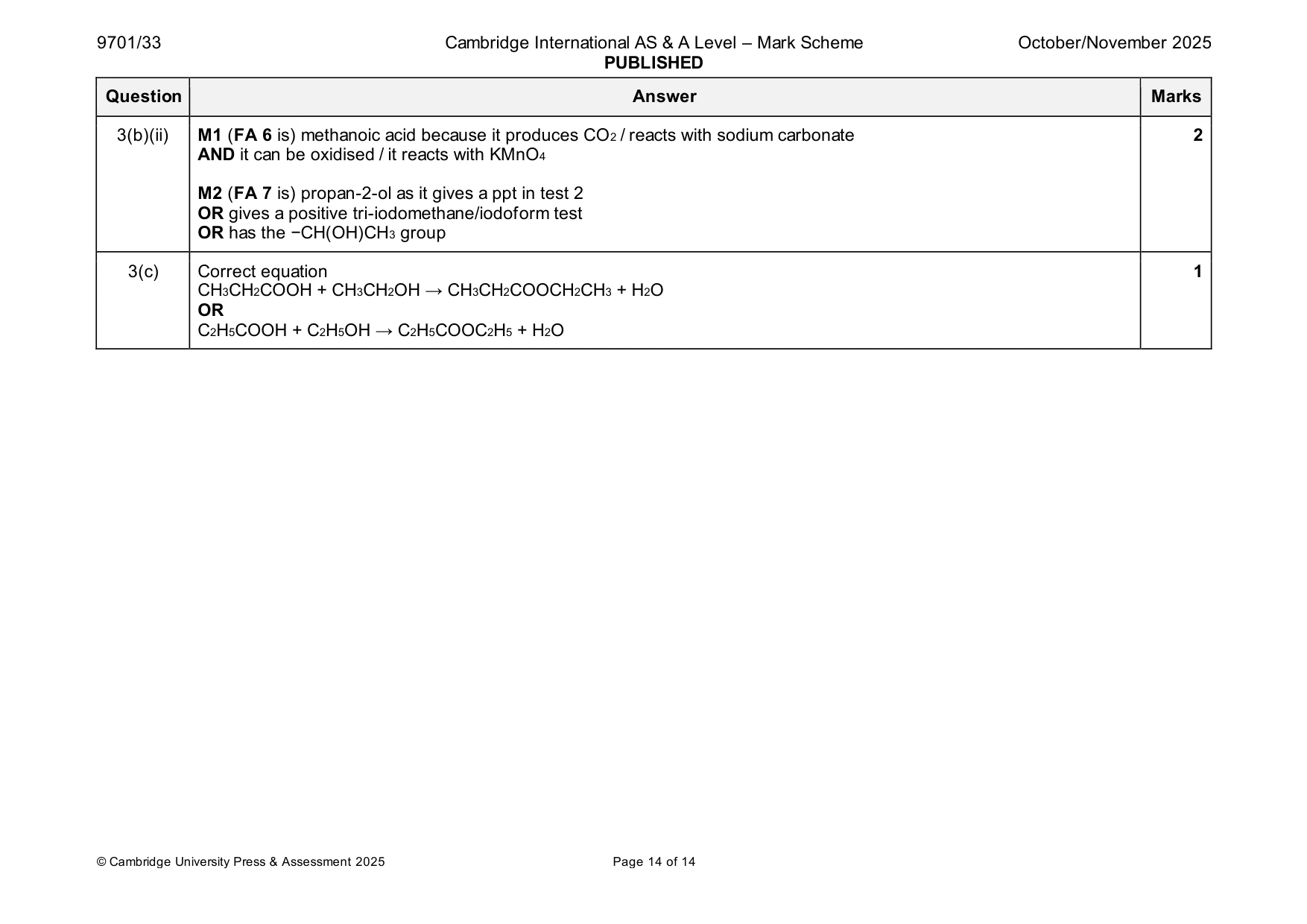 Mark scheme, page 14 of 14