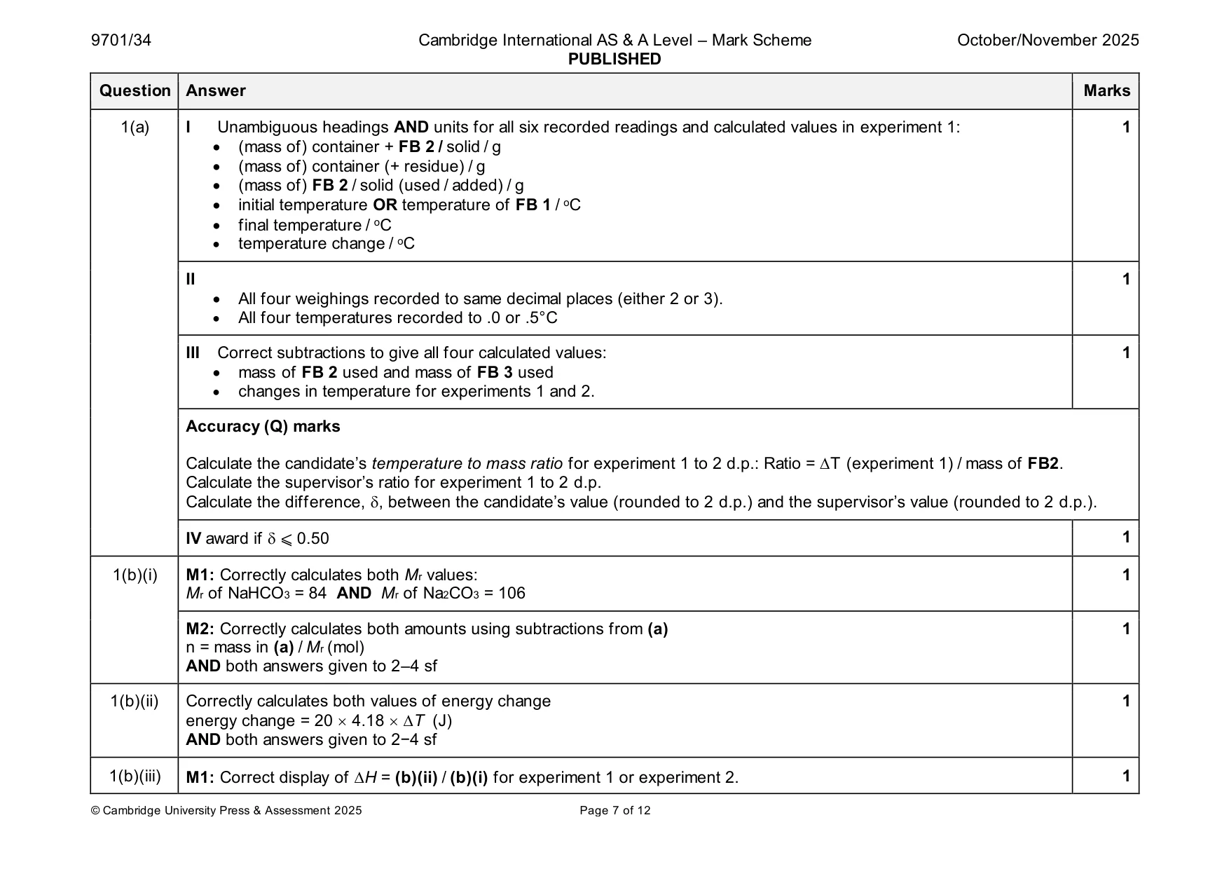 Mark scheme, page 7 of 12