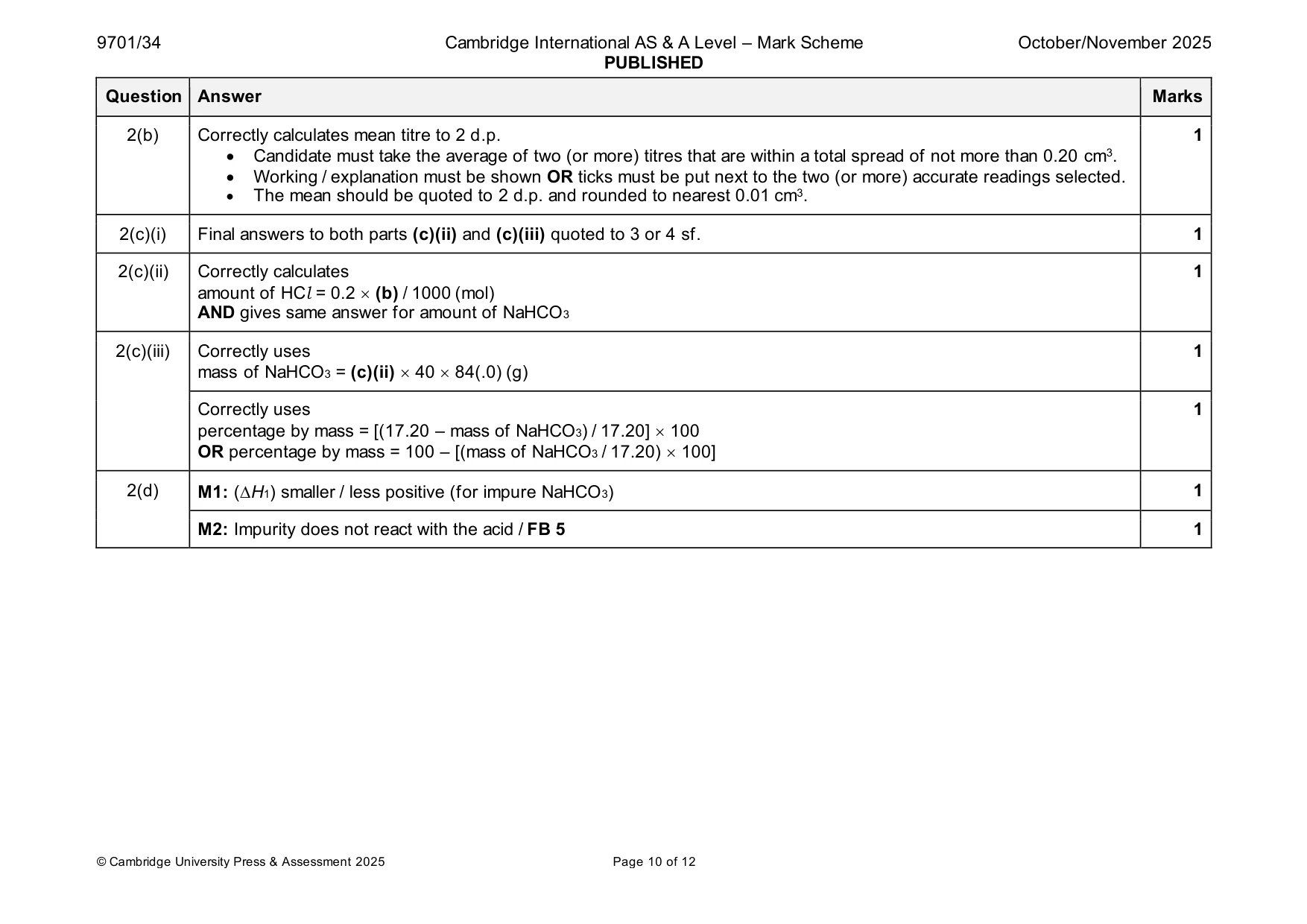 Mark scheme, page 10 of 12