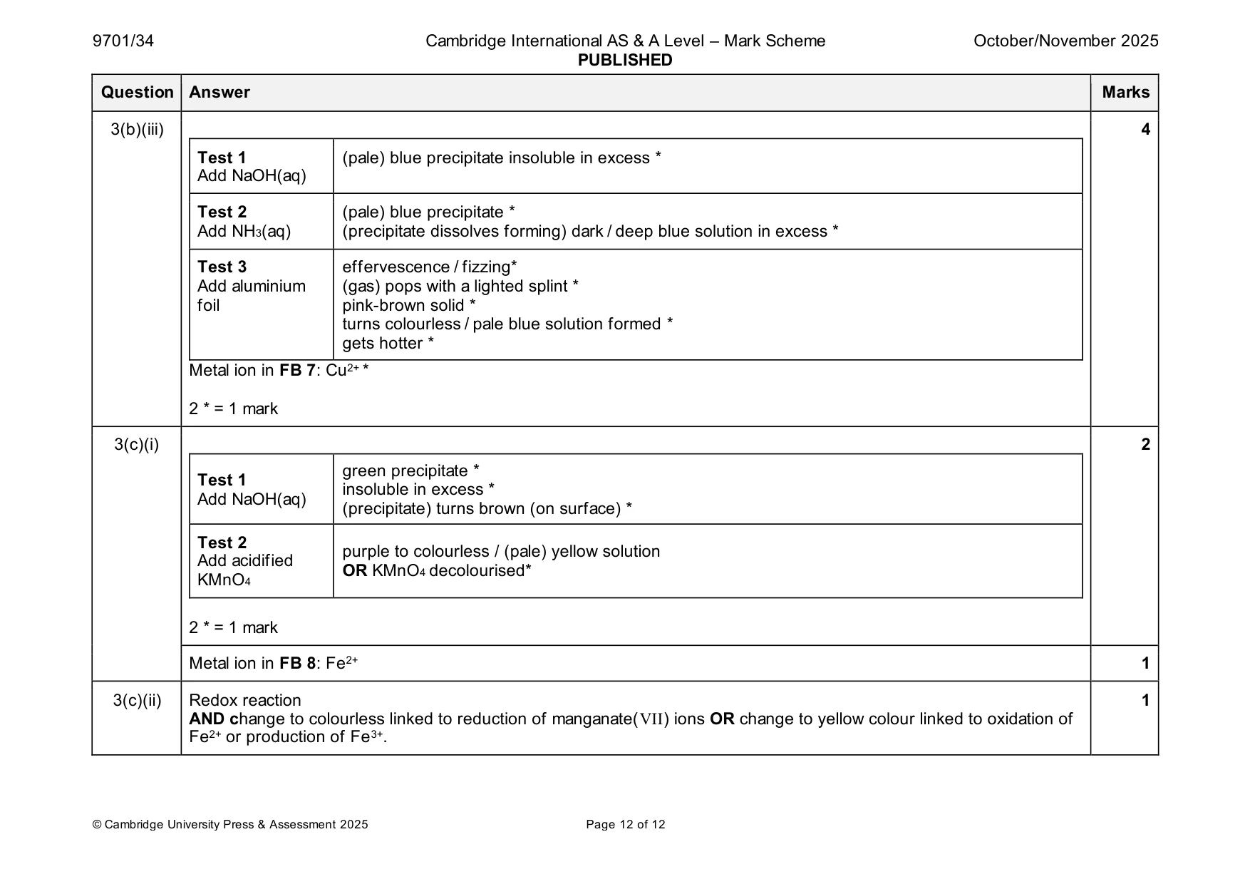 Mark scheme, page 12 of 12
