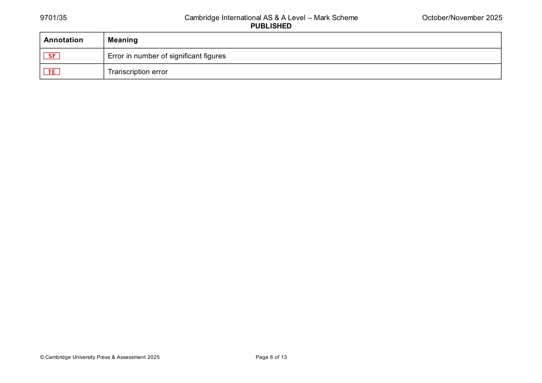 Mark scheme, page 6 of 13