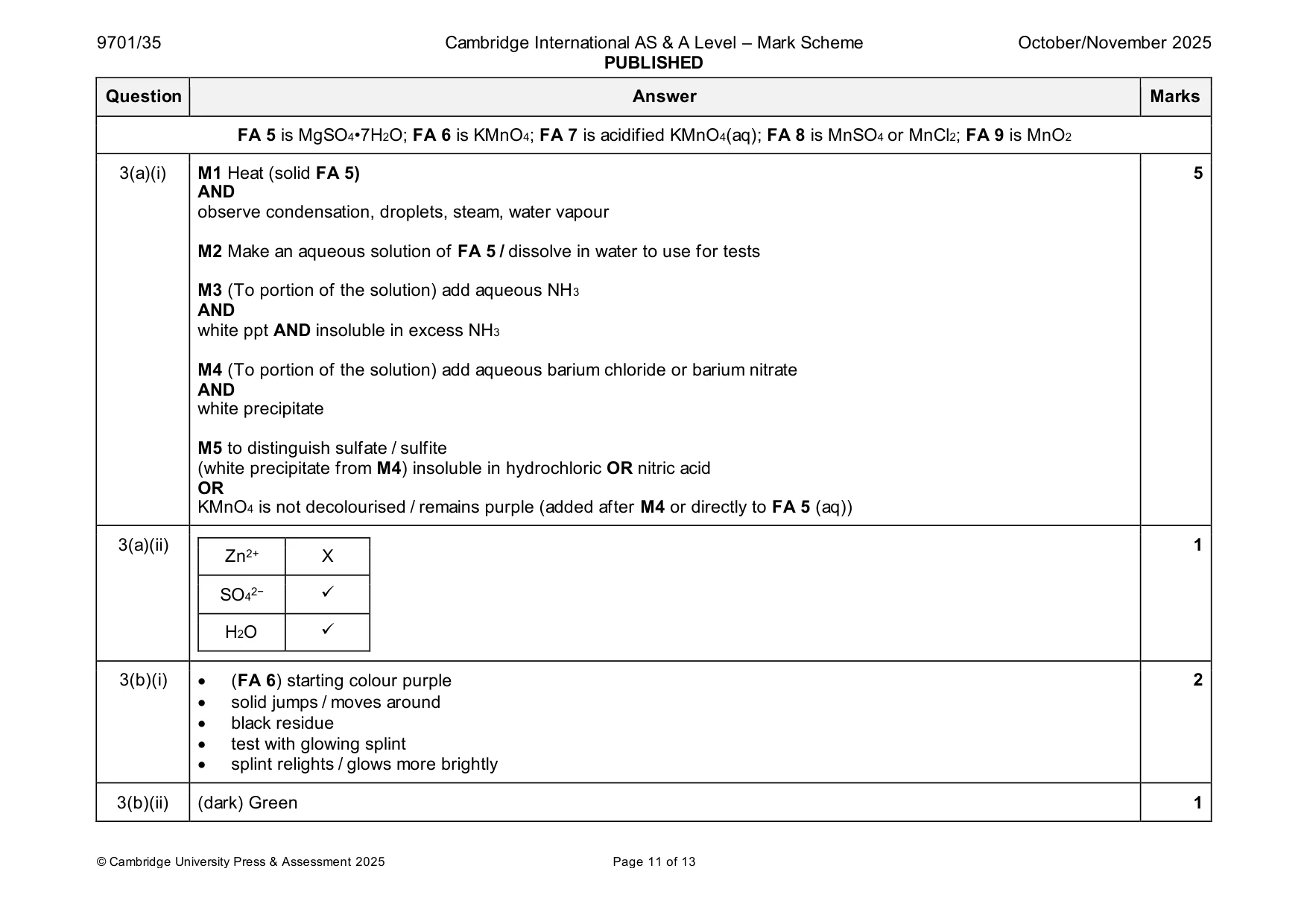 Mark scheme, page 11 of 13