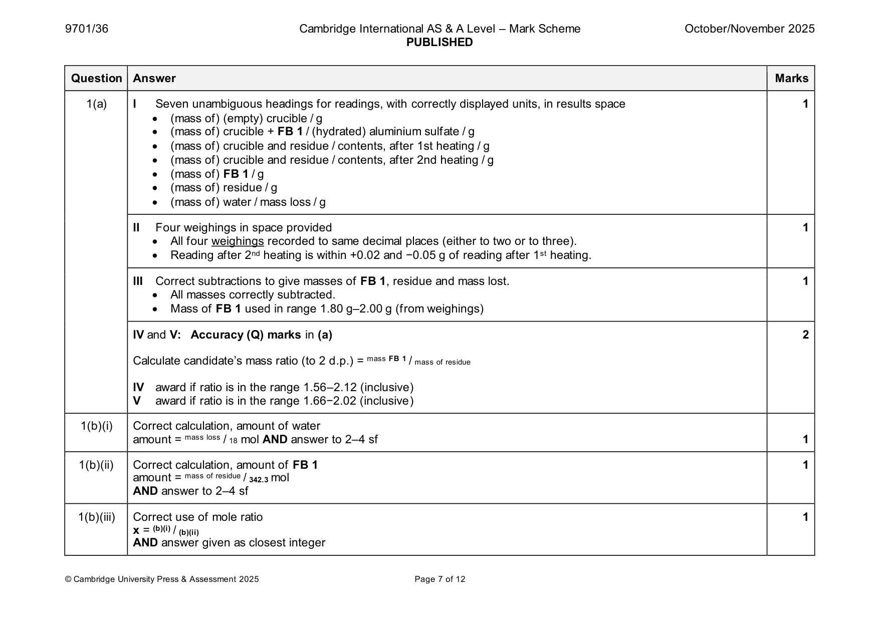 Mark scheme, page 7 of 12