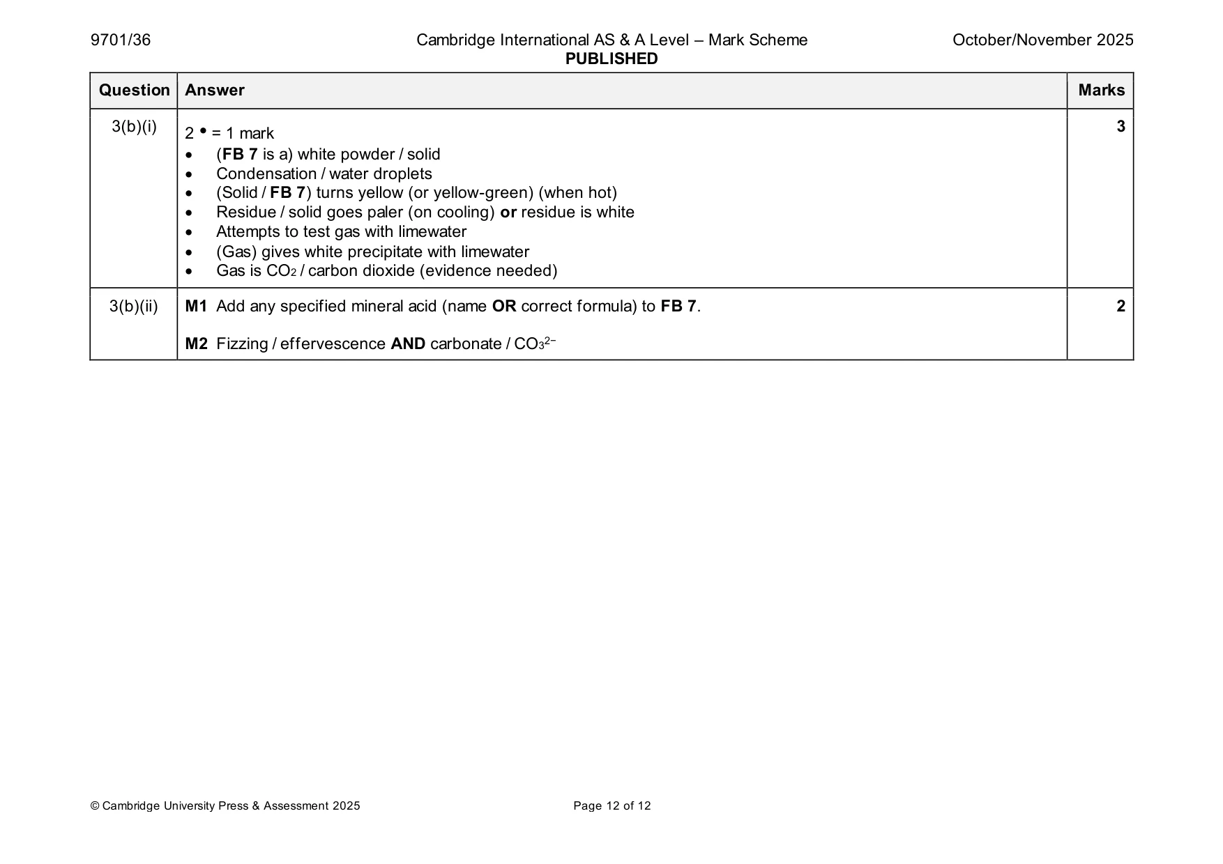 Mark scheme, page 12 of 12