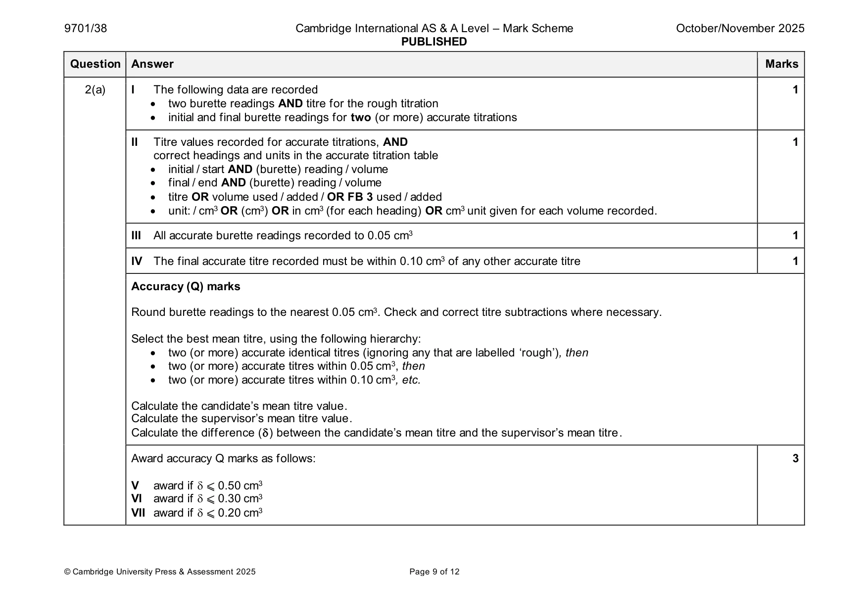 Mark scheme, page 9 of 12