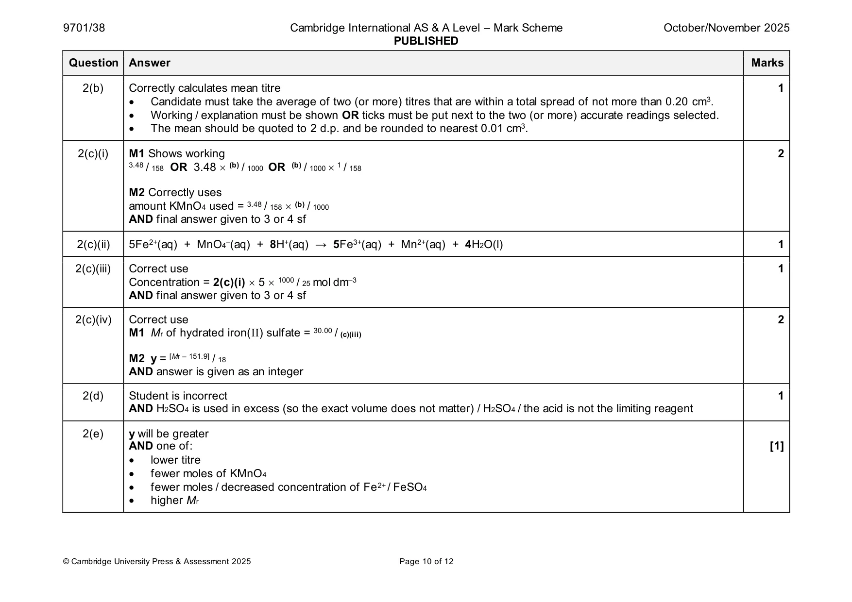Mark scheme, page 10 of 12