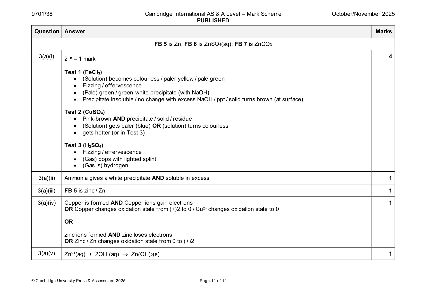 Mark scheme, page 11 of 12