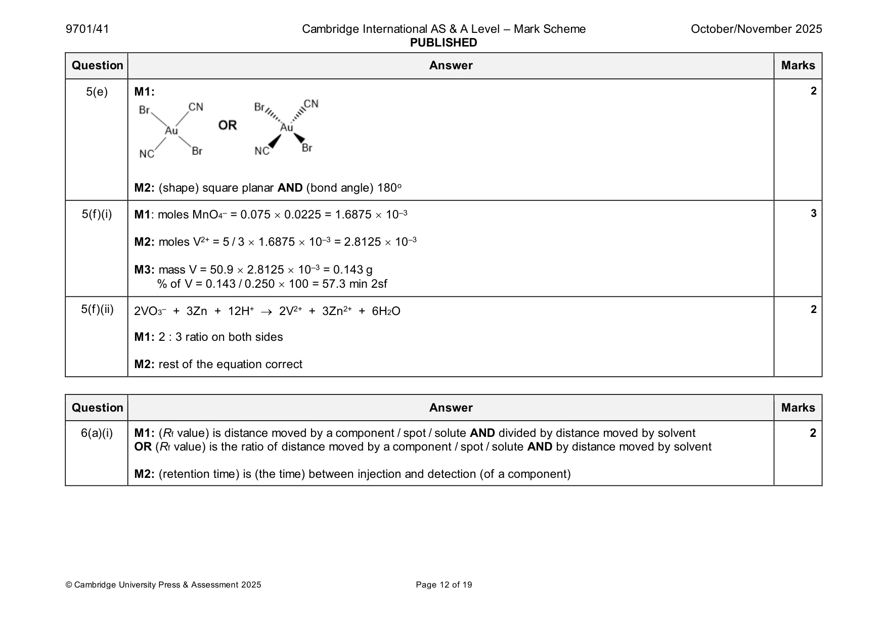 Mark scheme, page 12 of 19