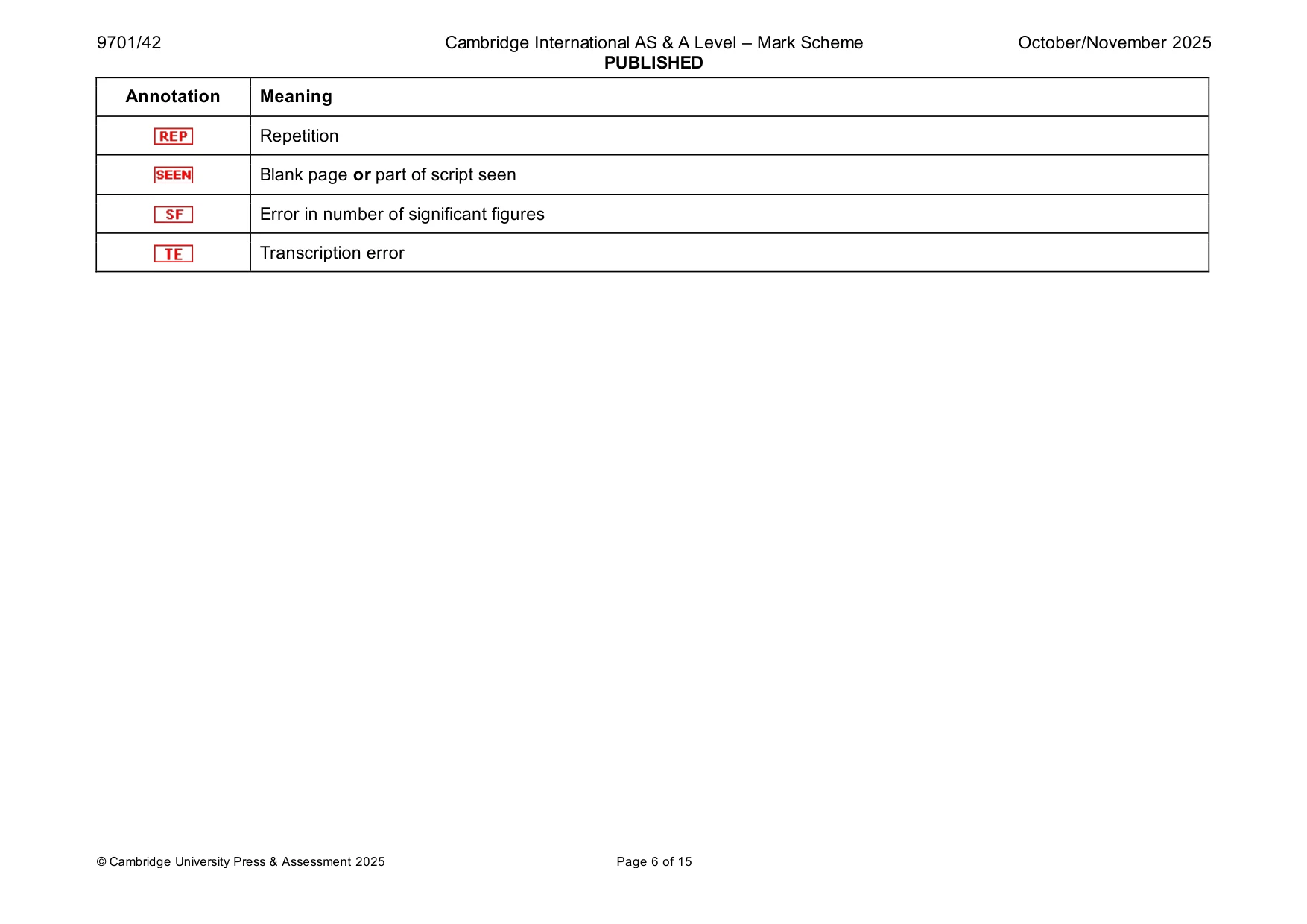 Mark scheme, page 6 of 15