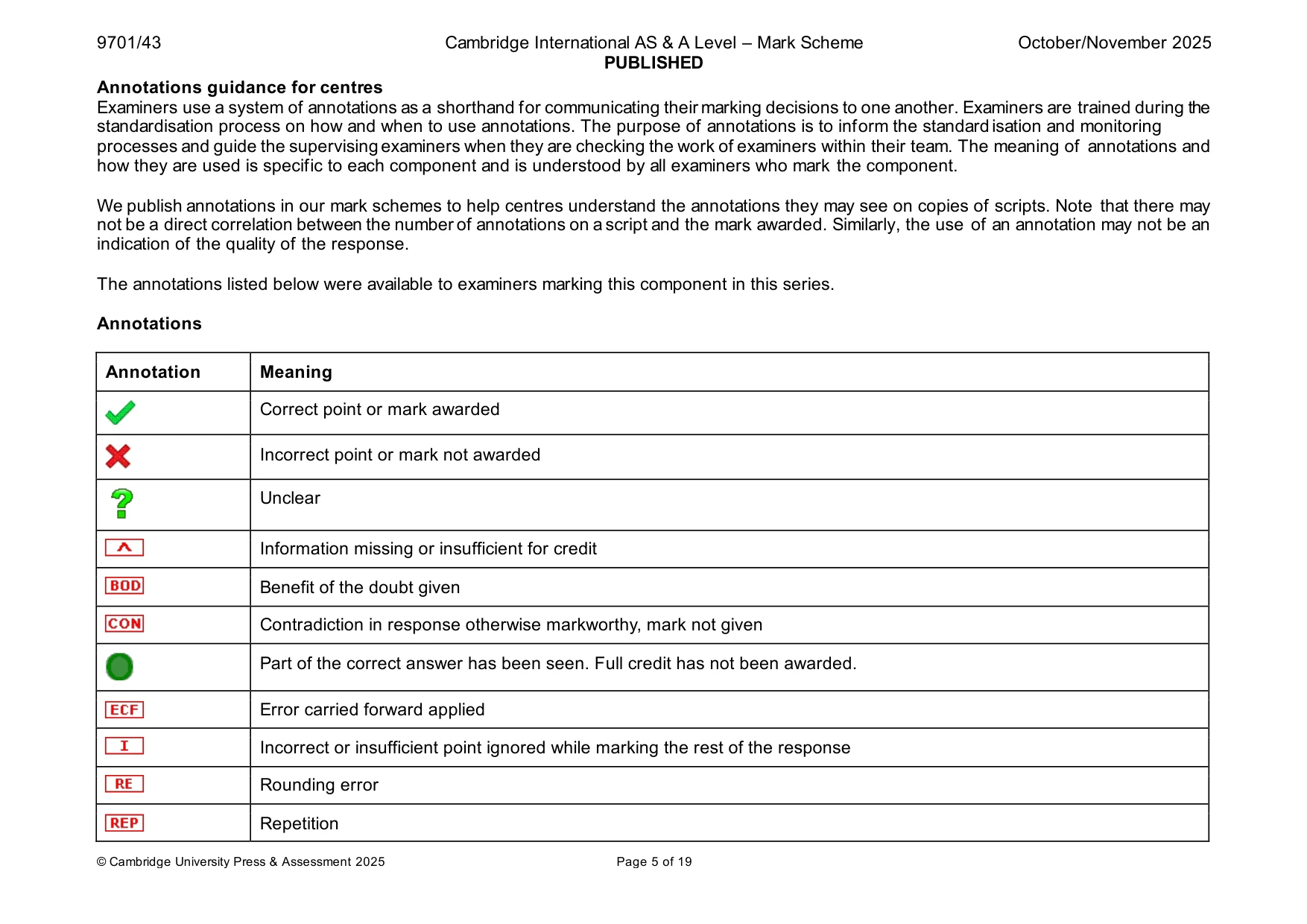 Mark scheme, page 5 of 19