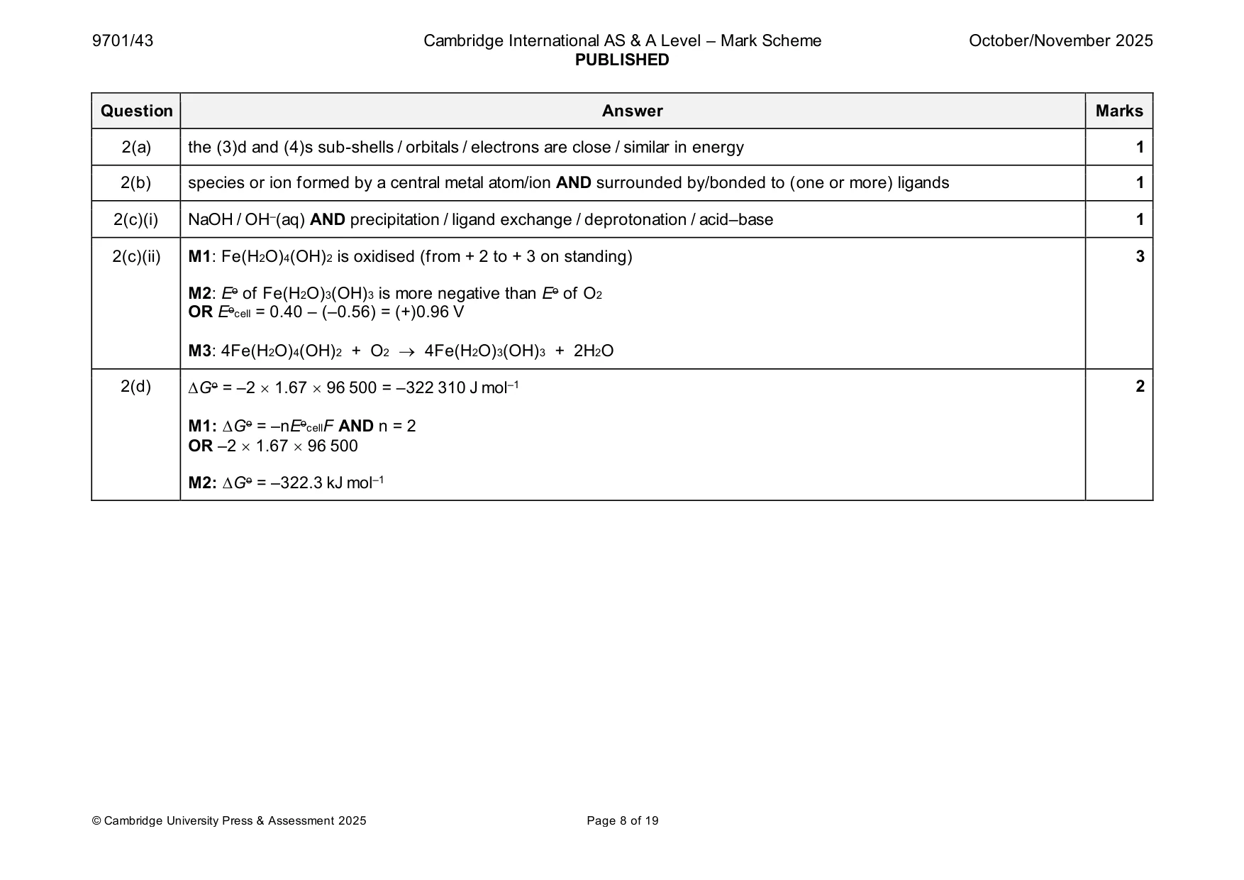 Mark scheme, page 8 of 19