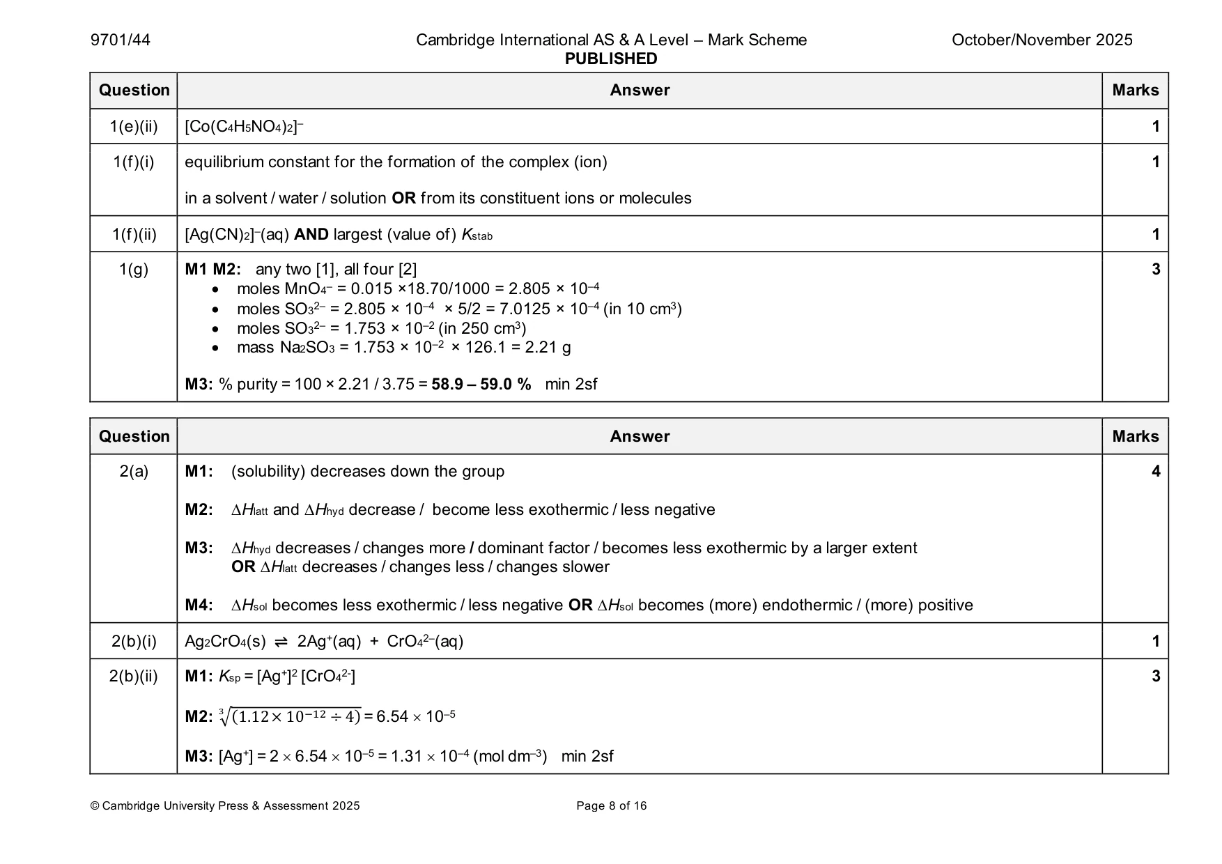 Mark scheme, page 8 of 16