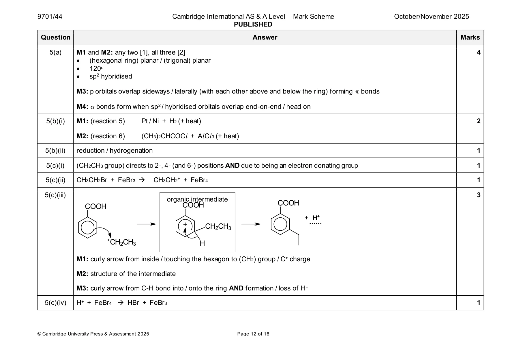 Mark scheme, page 12 of 16