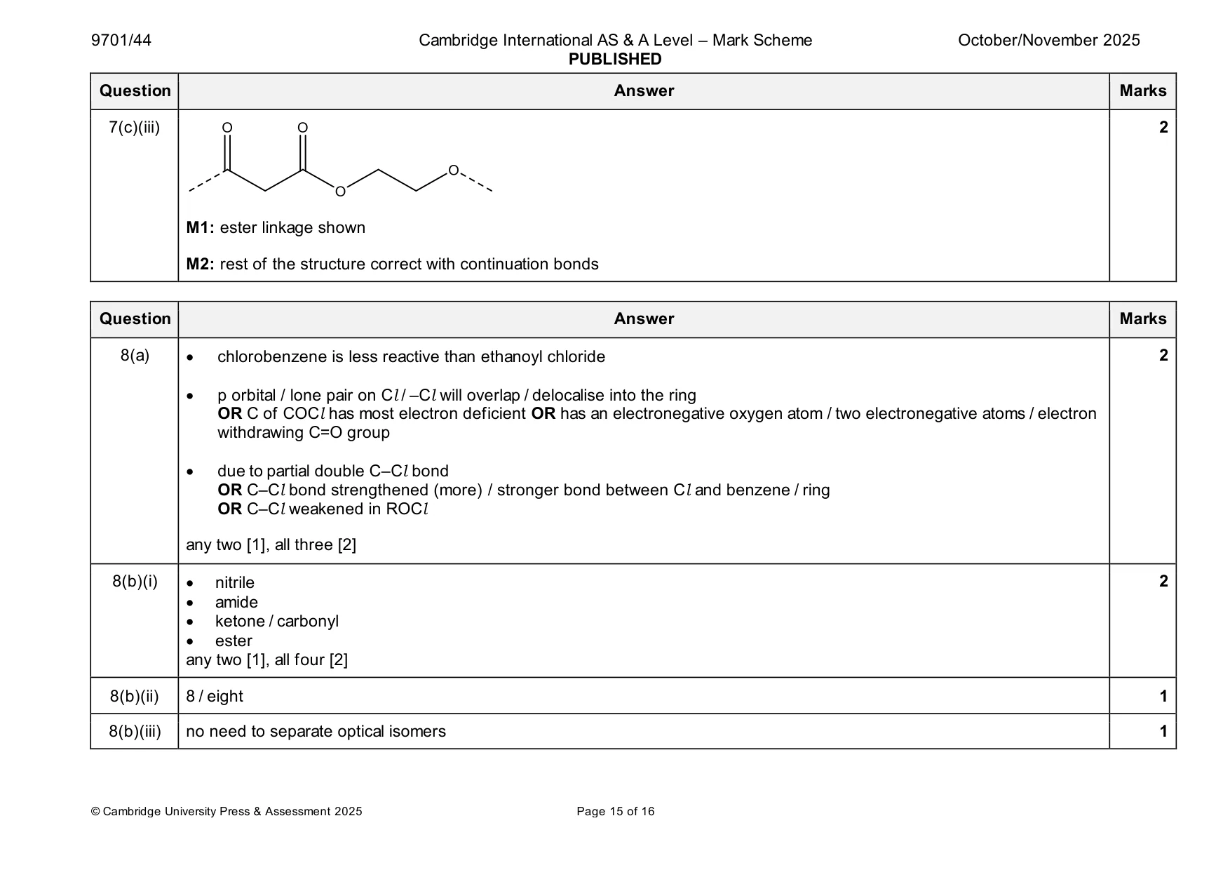 Mark scheme, page 15 of 16