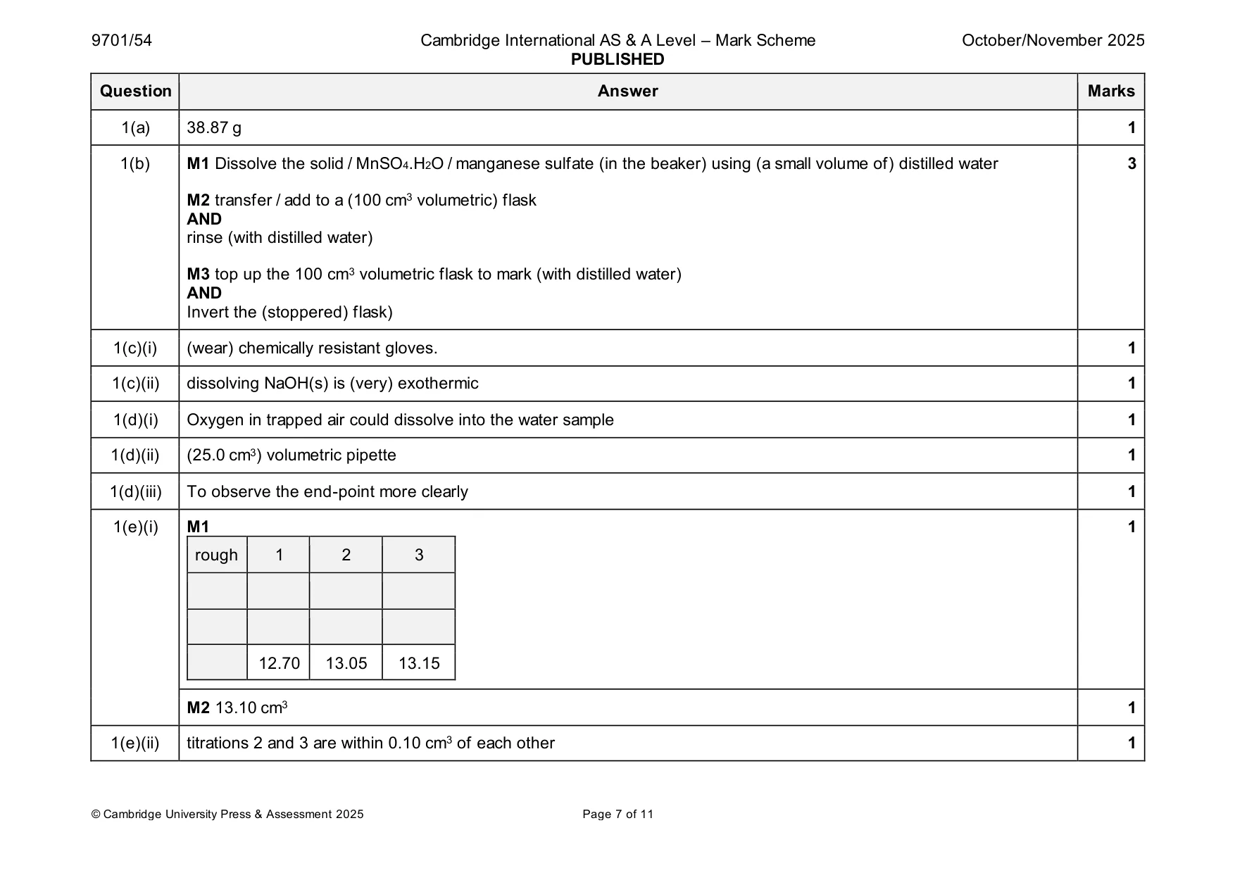 Mark scheme, page 7 of 11