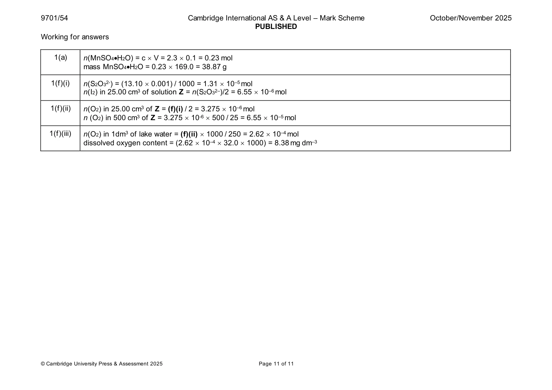 Mark scheme, page 11 of 11