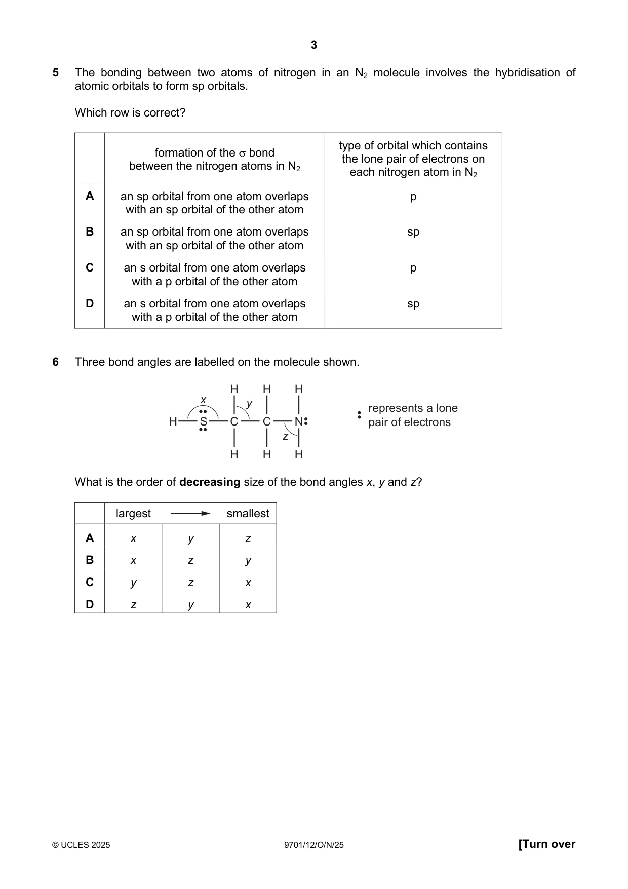 Cambridge A Level Chemistry 9701 2025 Oct/Nov Paper 1 · Variant 2 question paper, page 3 of 20