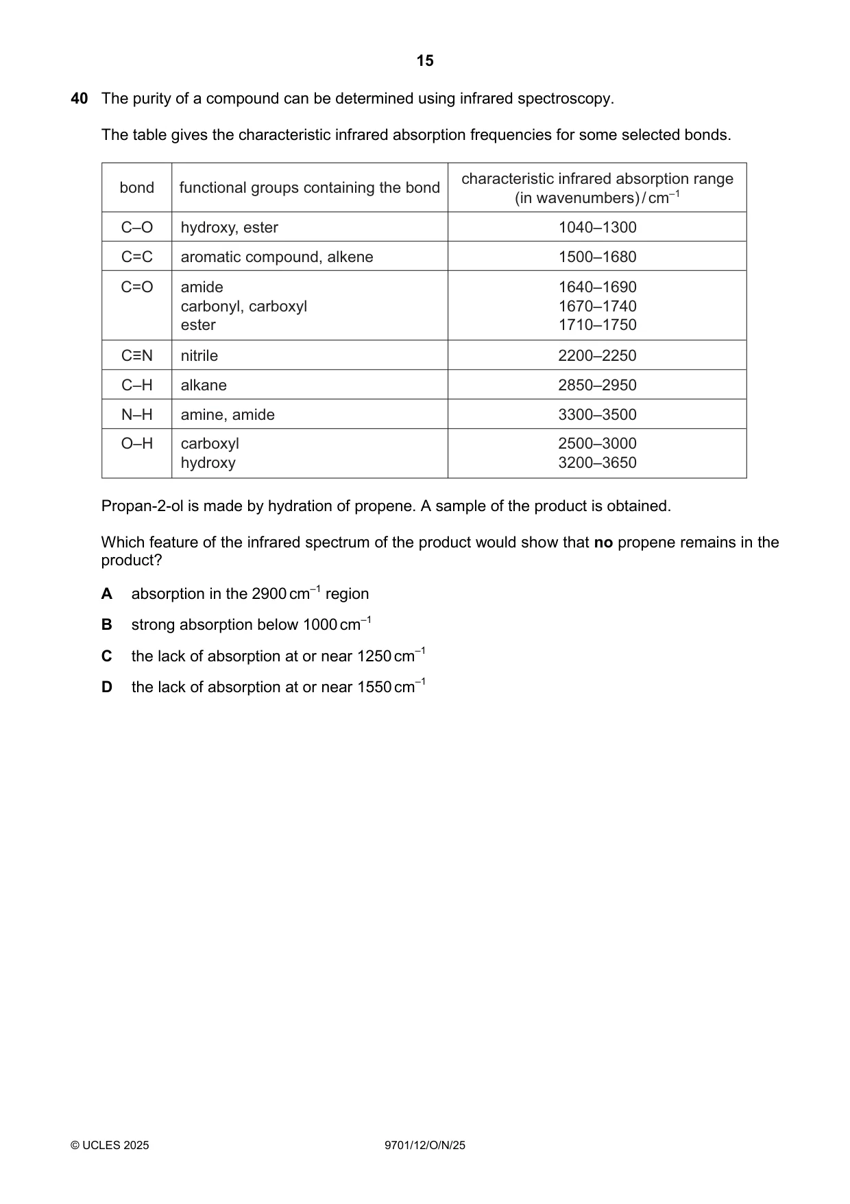Cambridge A Level Chemistry 9701 2025 Oct/Nov Paper 1 · Variant 2 question paper, page 15 of 20