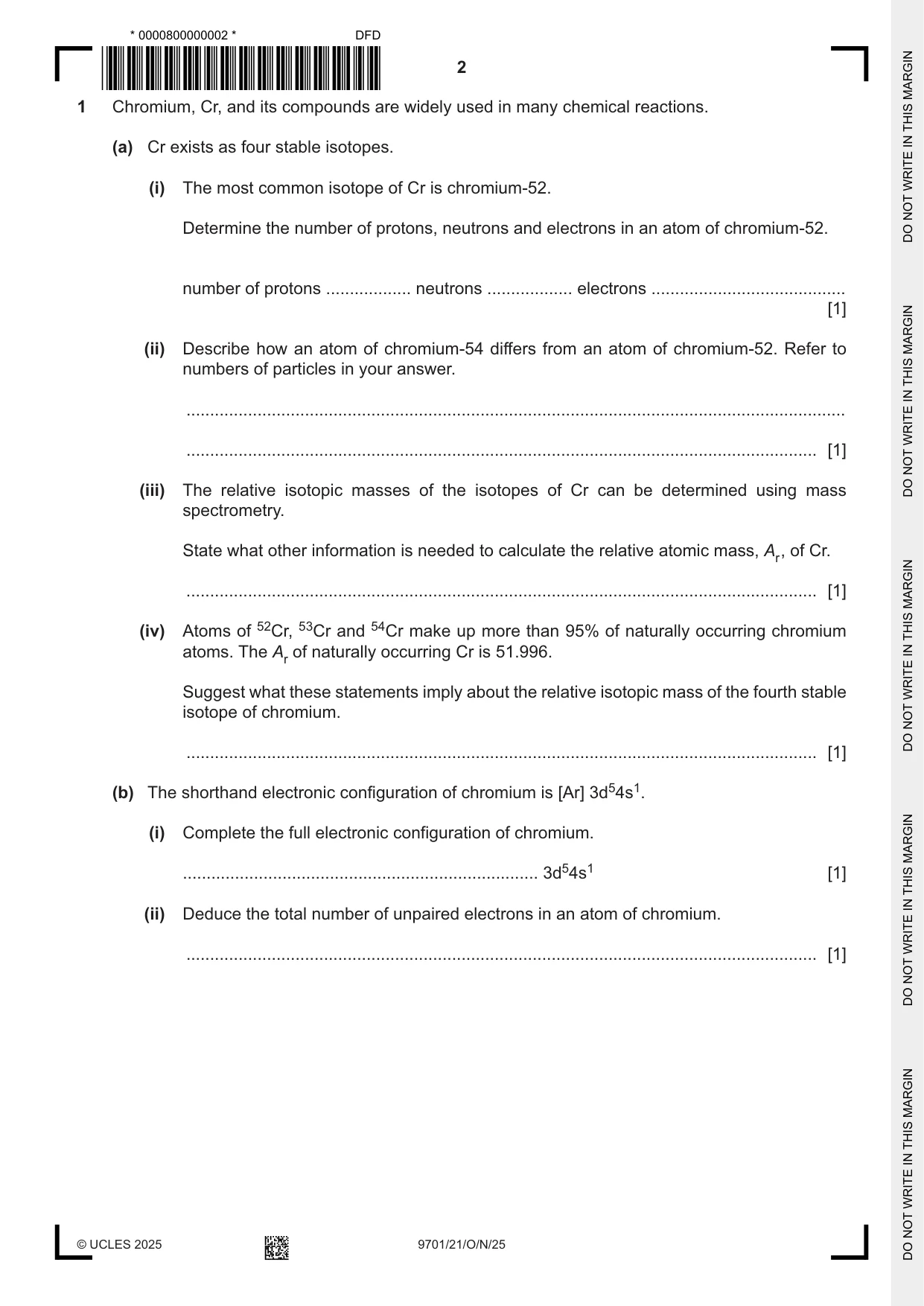 Cambridge A Level Chemistry 9701 2025 Oct/Nov Paper 2 · Variant 1 question paper, page 2 of 16