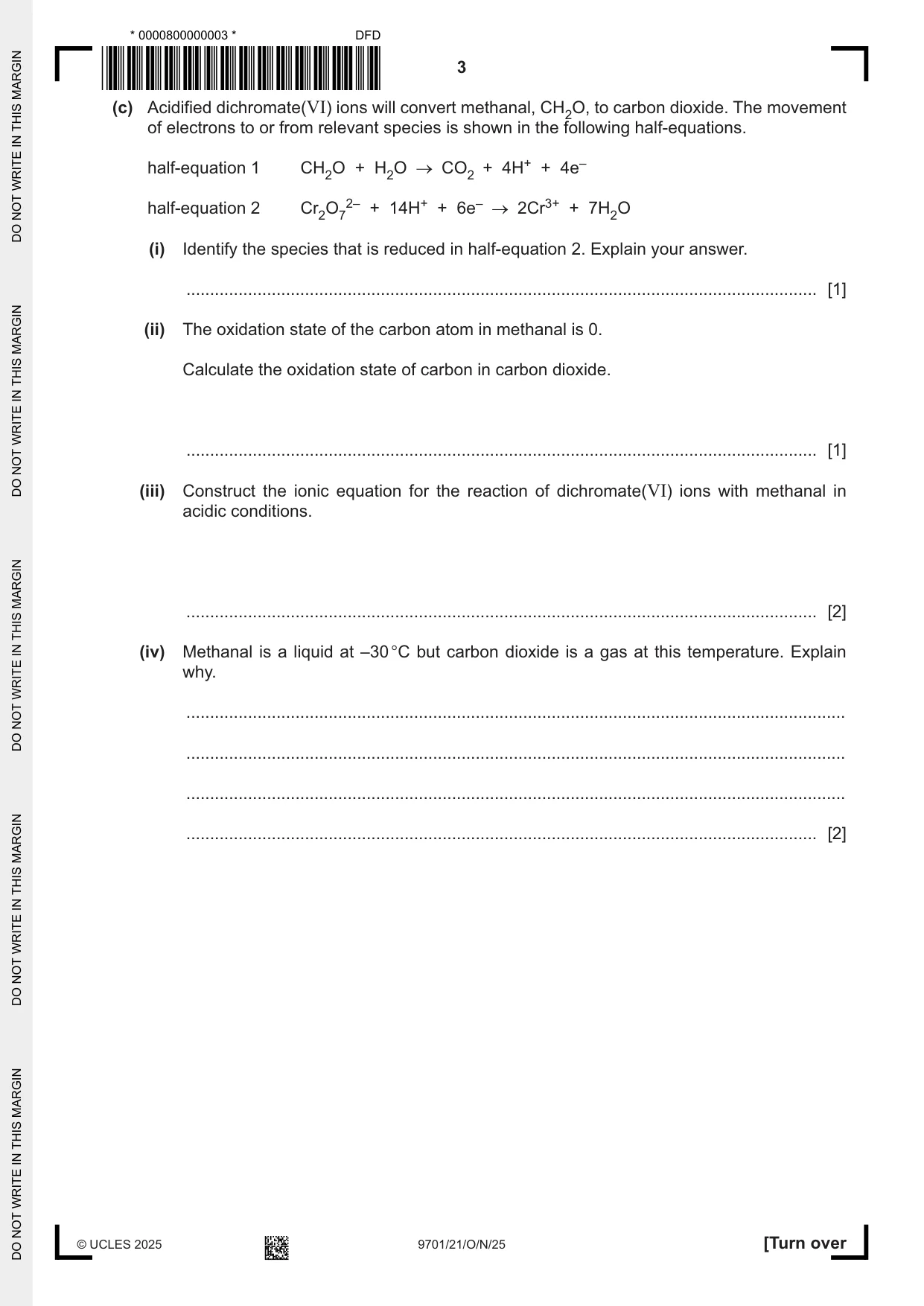 Cambridge A Level Chemistry 9701 2025 Oct/Nov Paper 2 · Variant 1 question paper, page 3 of 16