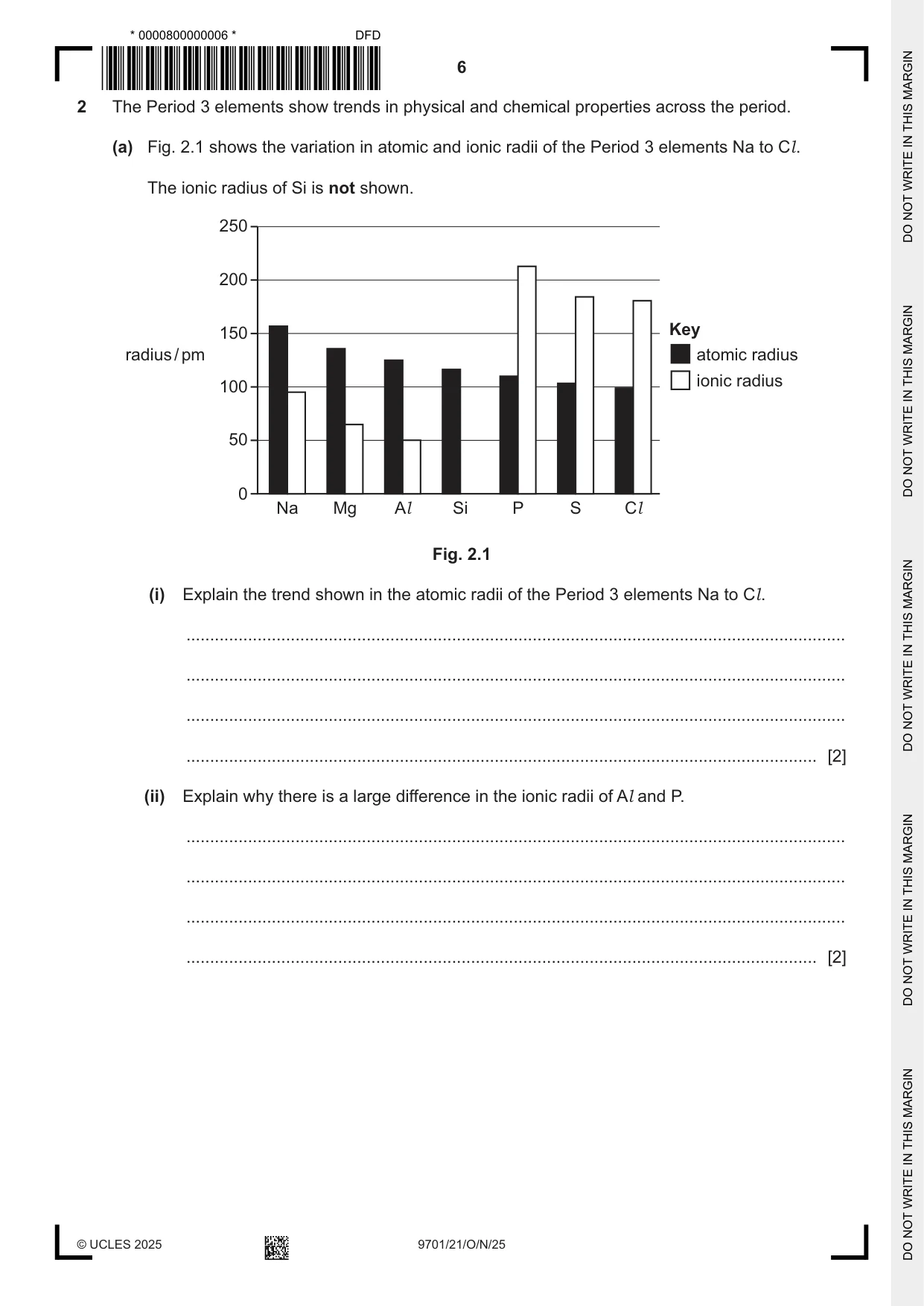Cambridge A Level Chemistry 9701 2025 Oct/Nov Paper 2 · Variant 1 question paper, page 6 of 16