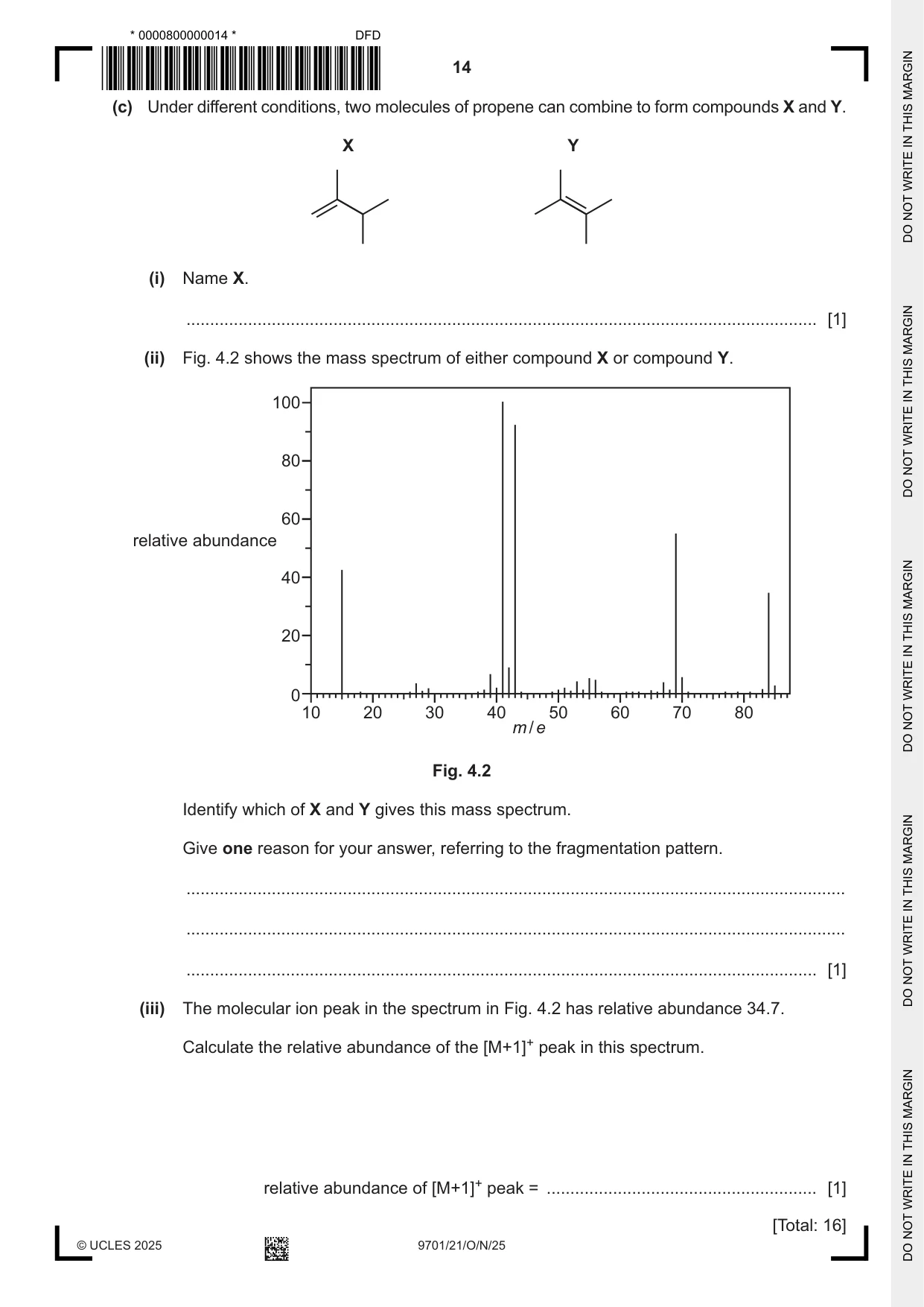 Cambridge A Level Chemistry 9701 2025 Oct/Nov Paper 2 · Variant 1 question paper, page 14 of 16