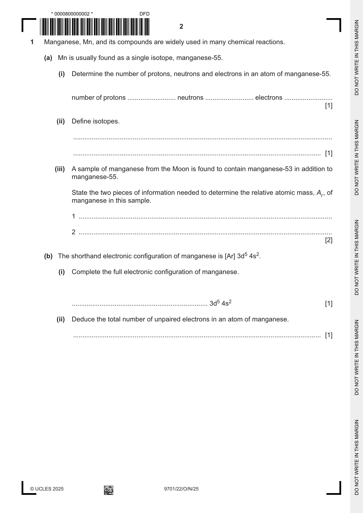 Cambridge A Level Chemistry 9701 2025 Oct/Nov Paper 2 · Variant 2 question paper, page 2 of 16
