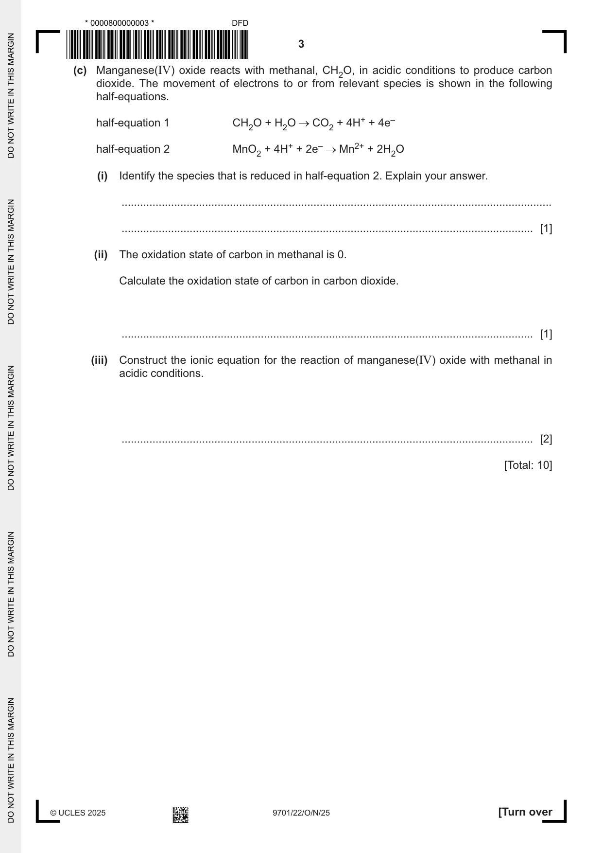 Cambridge A Level Chemistry 9701 2025 Oct/Nov Paper 2 · Variant 2 question paper, page 3 of 16