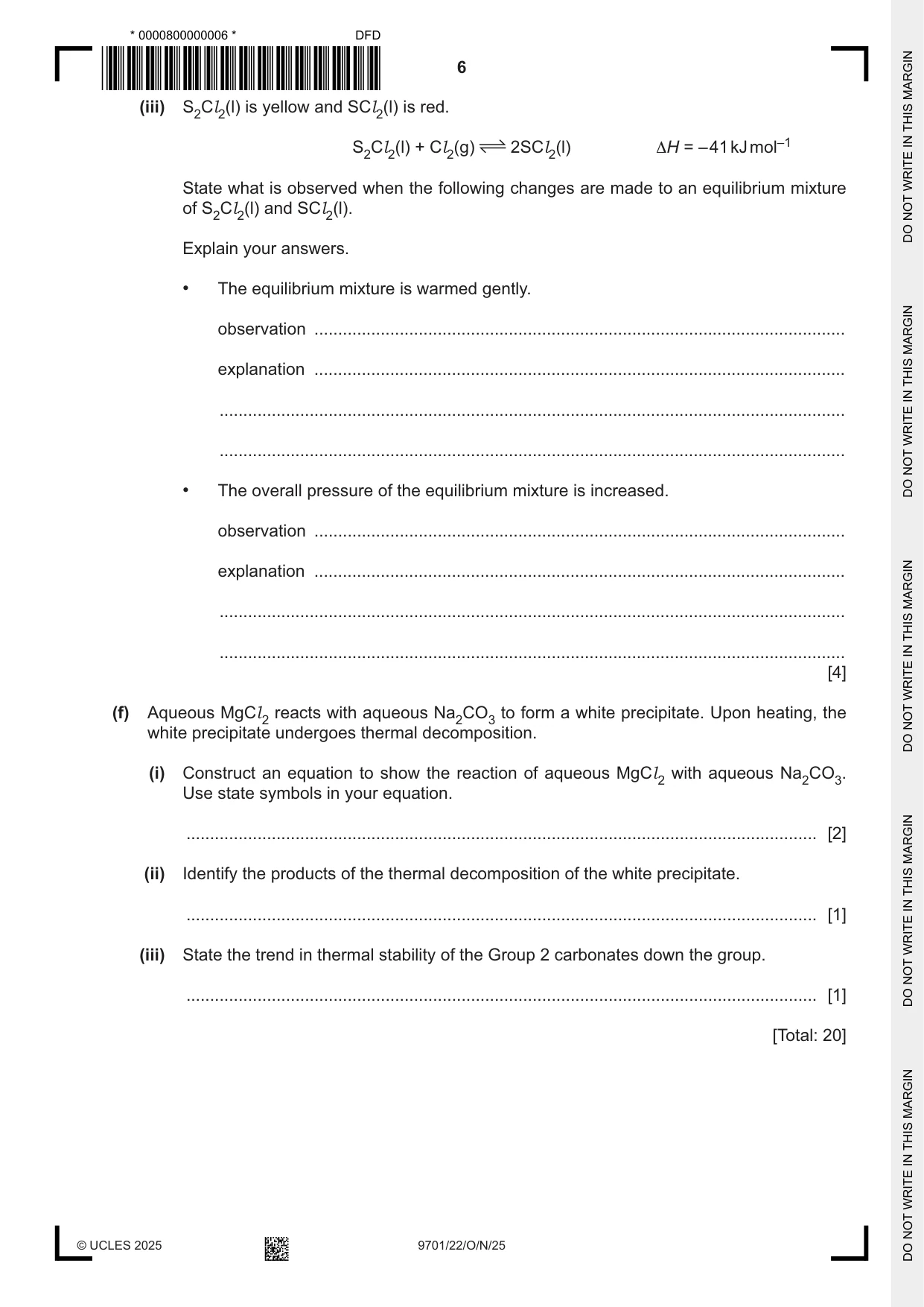 Cambridge A Level Chemistry 9701 2025 Oct/Nov Paper 2 · Variant 2 question paper, page 6 of 16