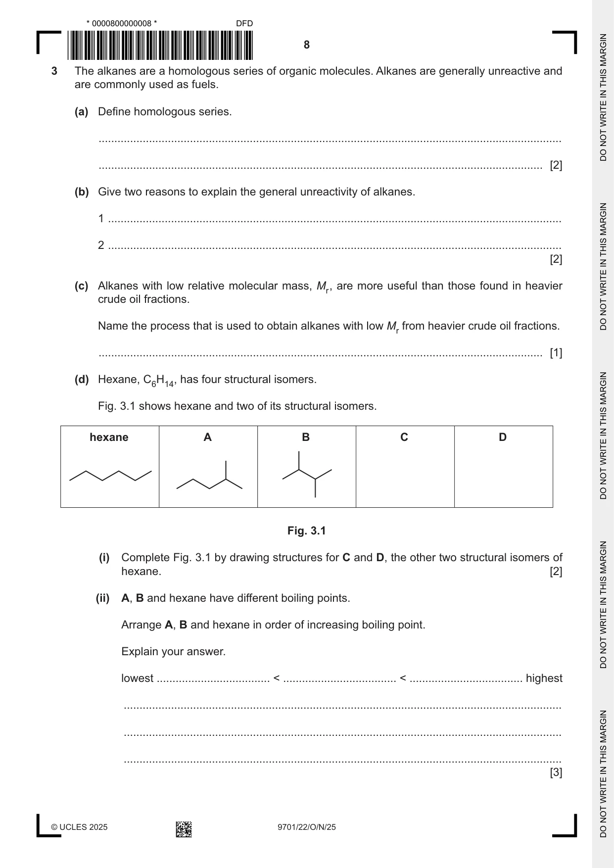 Cambridge A Level Chemistry 9701 2025 Oct/Nov Paper 2 · Variant 2 question paper, page 8 of 16
