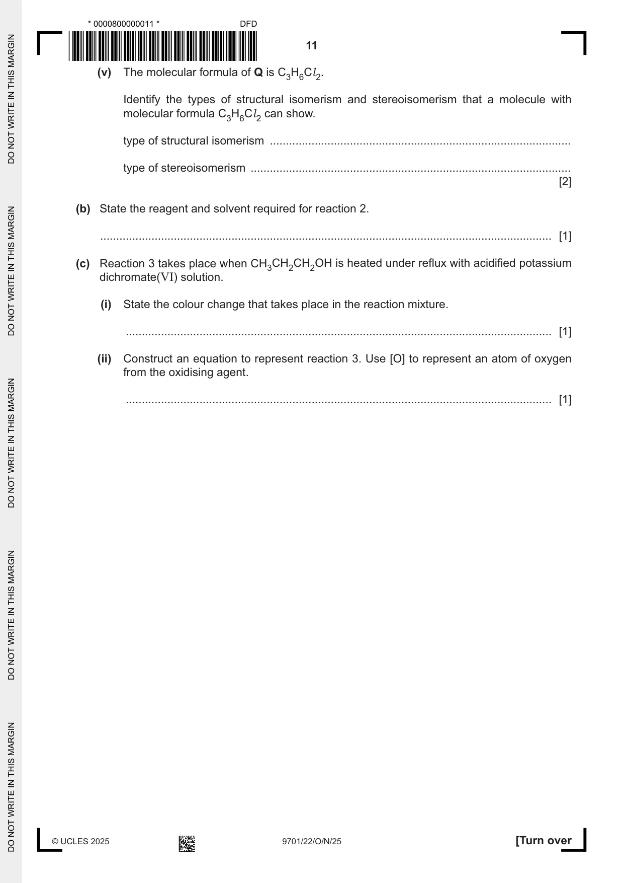 Cambridge A Level Chemistry 9701 2025 Oct/Nov Paper 2 · Variant 2 question paper, page 11 of 16