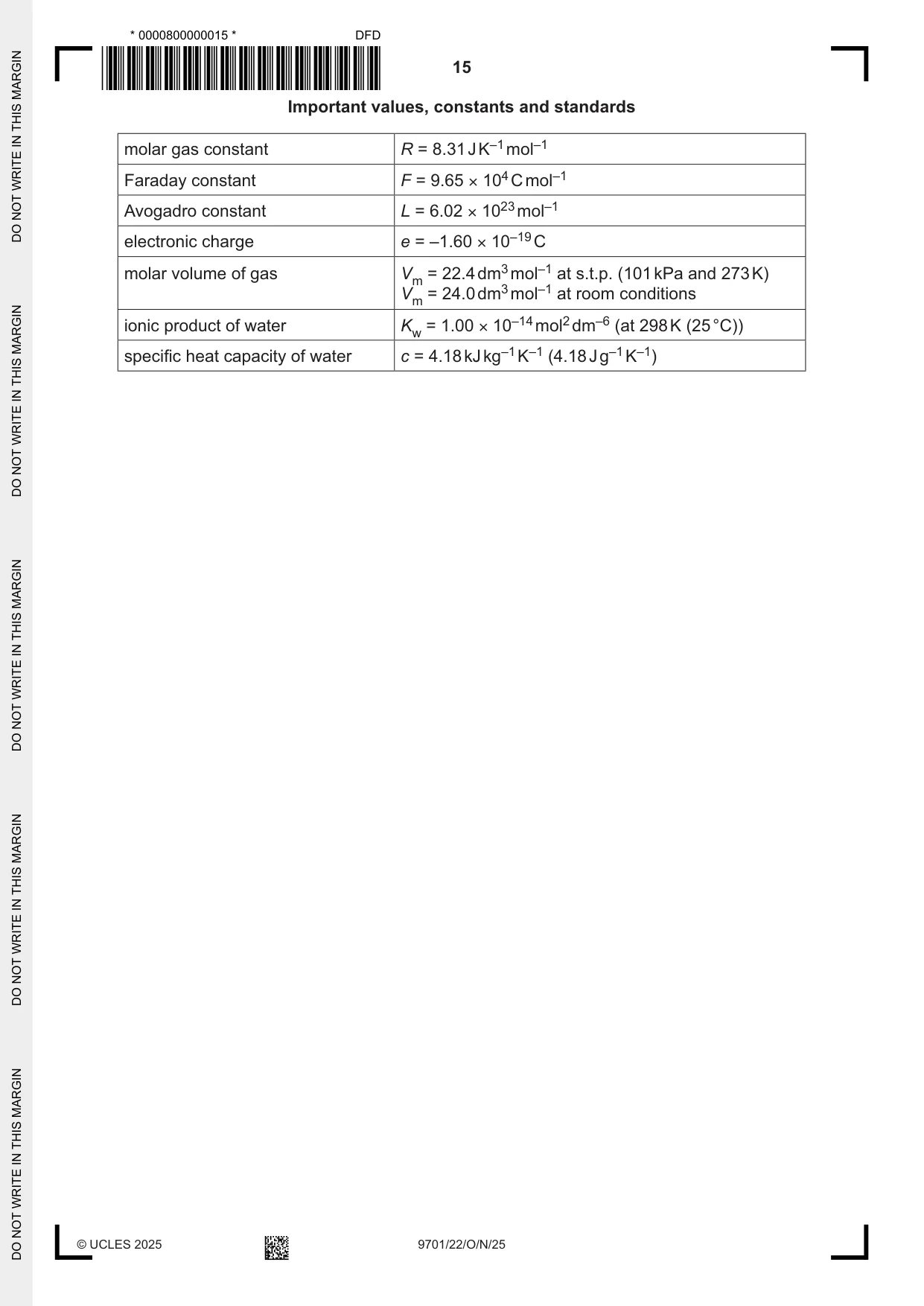 Cambridge A Level Chemistry 9701 2025 Oct/Nov Paper 2 · Variant 2 question paper, page 15 of 16