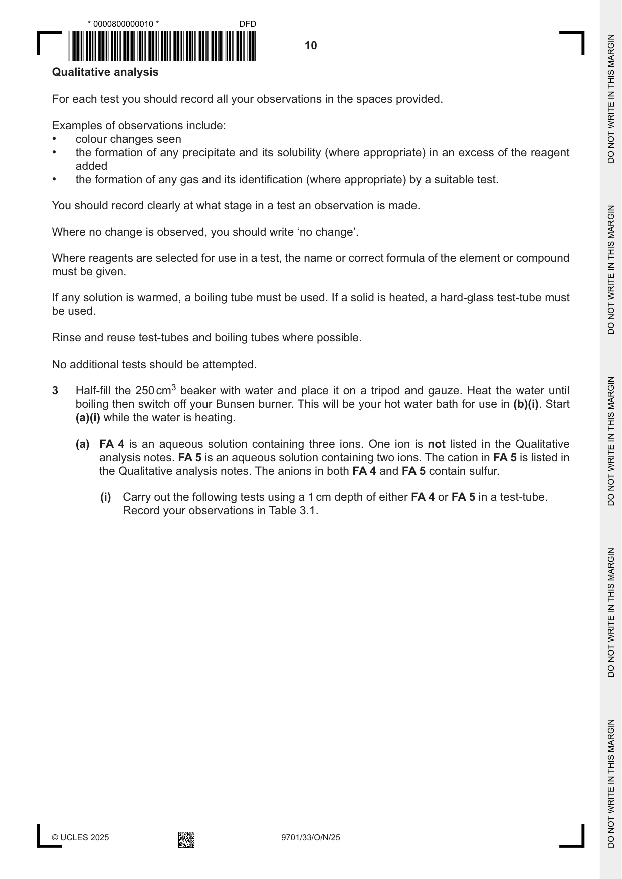 Cambridge A Level Chemistry 9701 2025 Oct/Nov Paper 3 · Variant 3 question paper, page 10 of 16